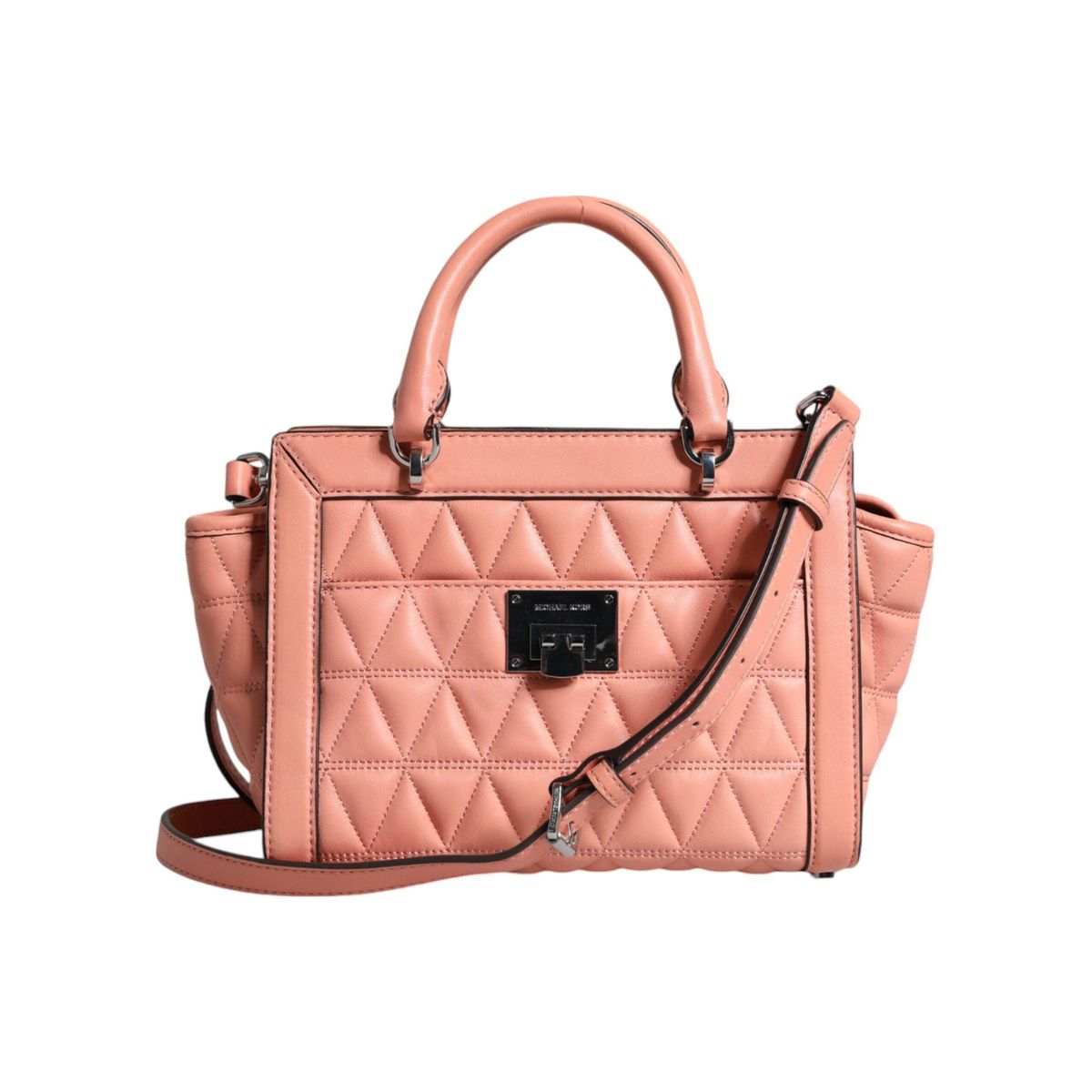 Michael Kors Peach Quilted Leather Logo Crossbody VIVIANNE Messenger Bag