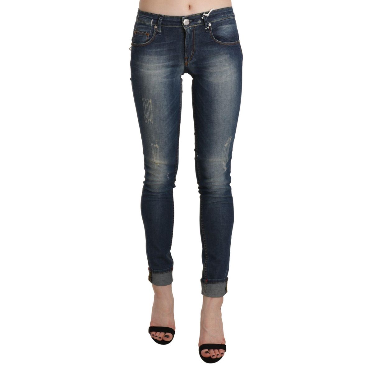 Acht Chic Blue Washed Skinny Cropped Jeans