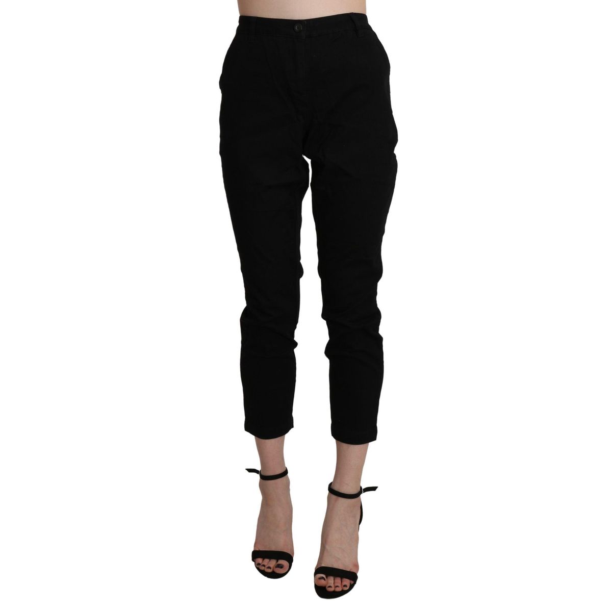 Acht Chic High Waist Cropped Black Jeans