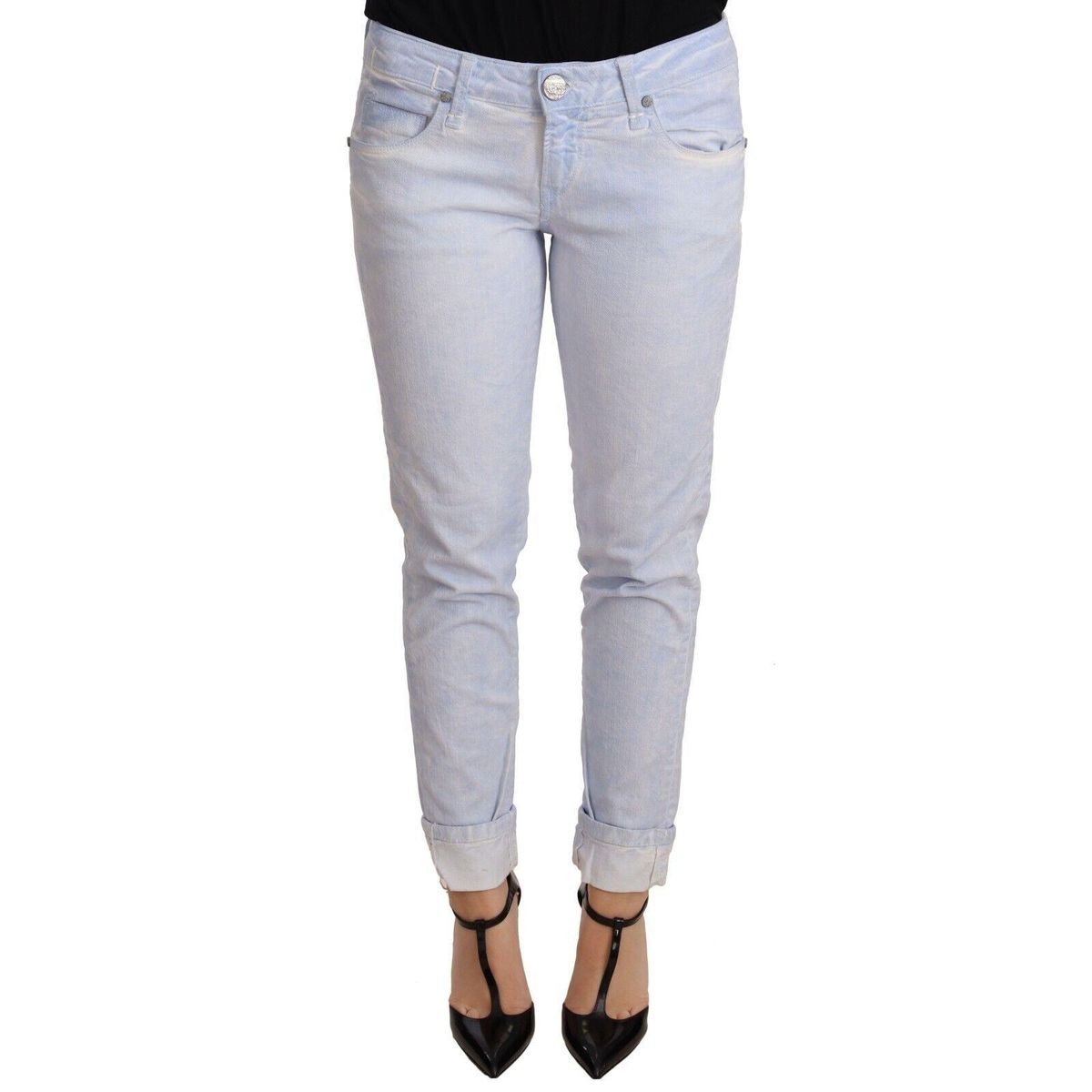 Acht Light Blue Cotton Push Up Denim Jeans