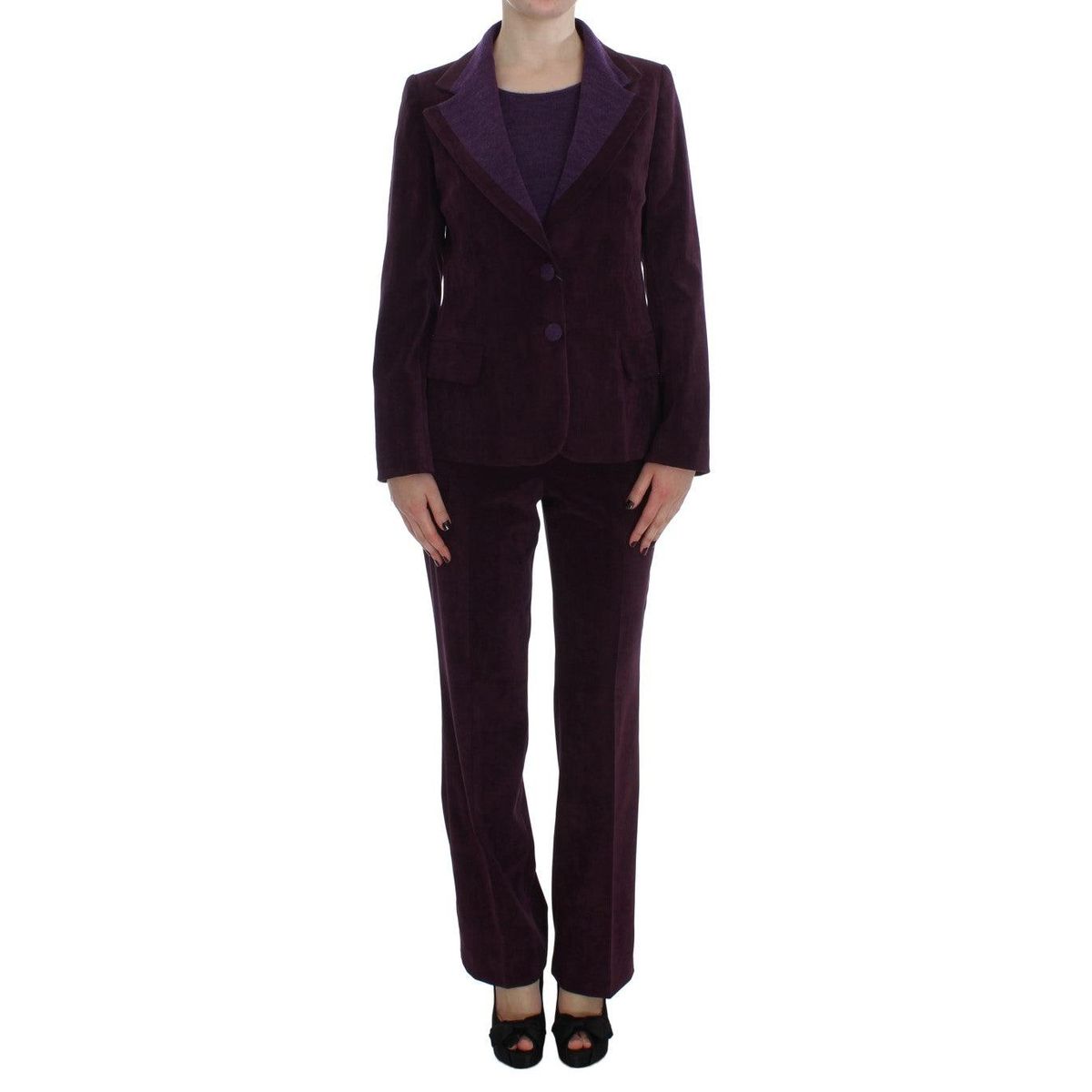 BENCIVENGA Elegant Purple Wool Blend Three Piece Suit Set