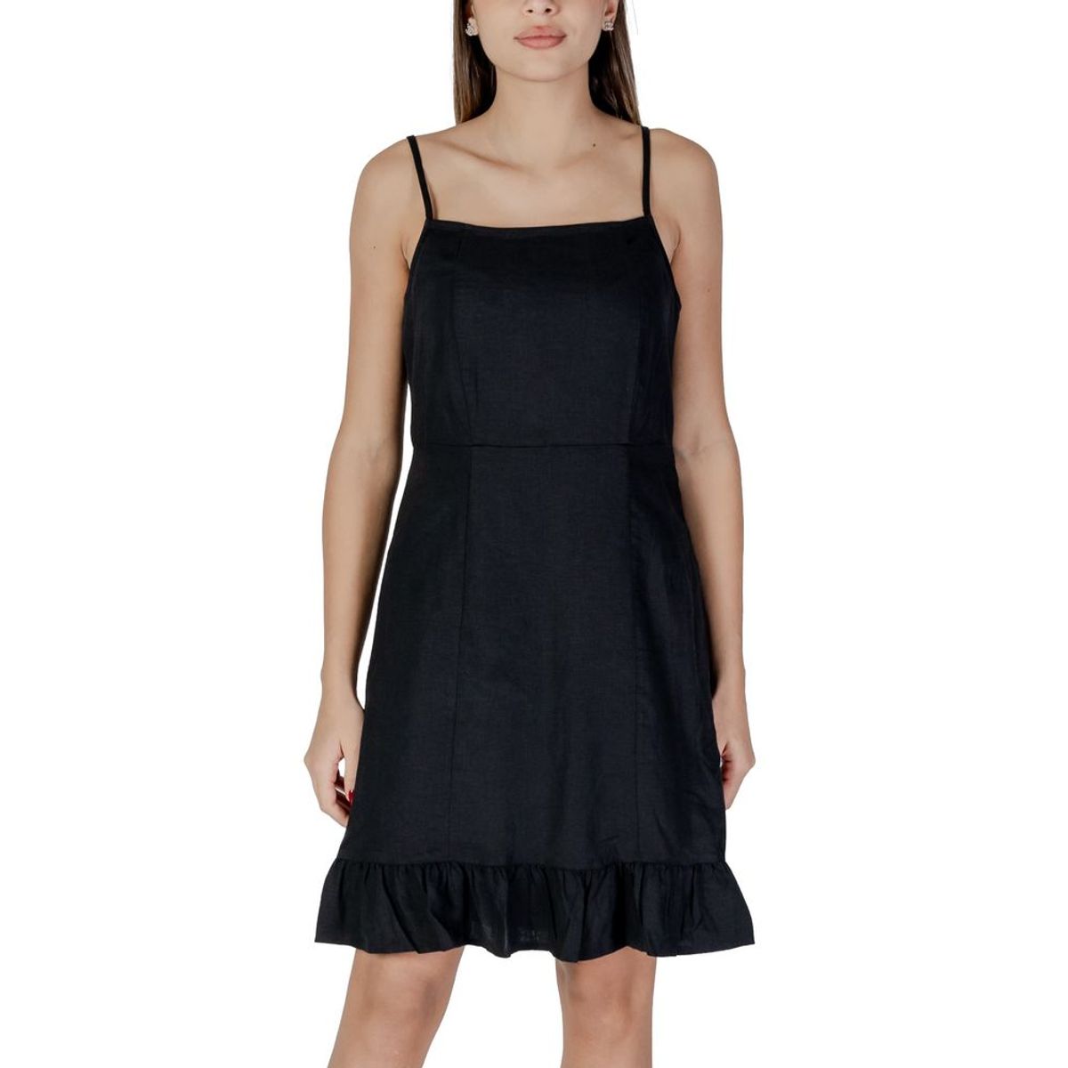 B.Young Black Linen Dress