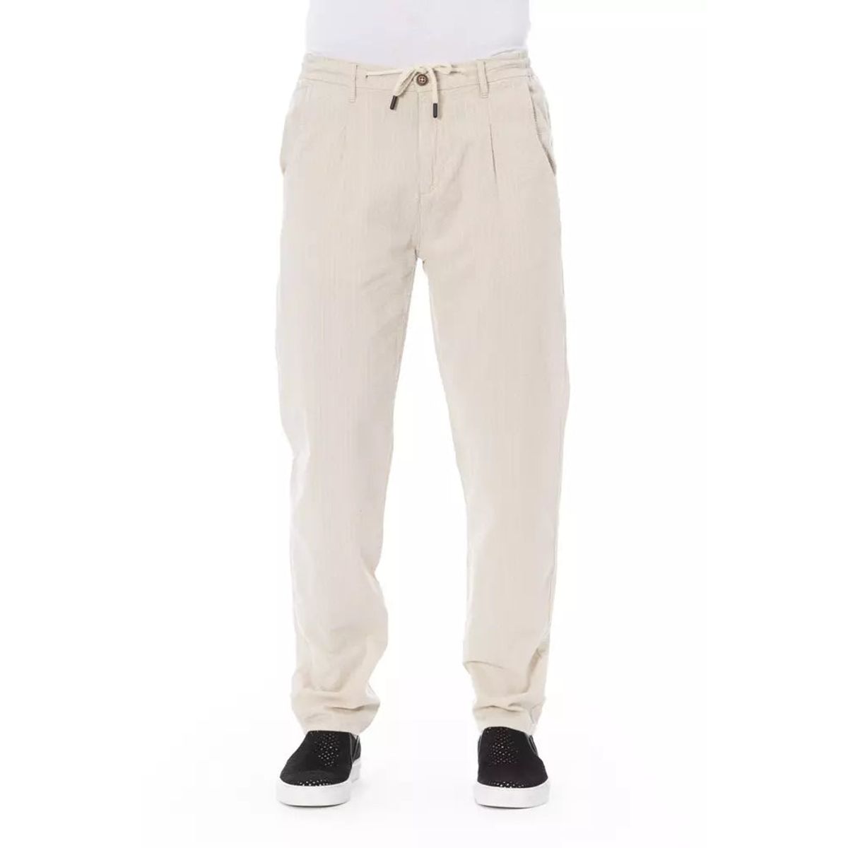 Baldinini Trend Chic Beige Cotton Chino Trousers with Drawstring