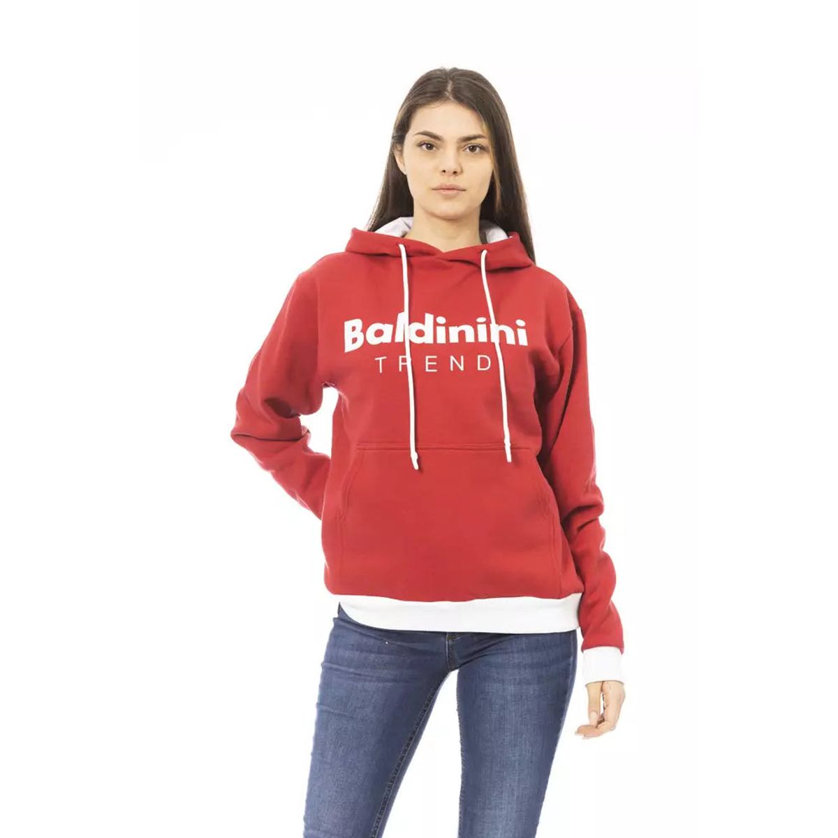 Baldinini Trend Chic Red Cotton Hoodie with Front Logo