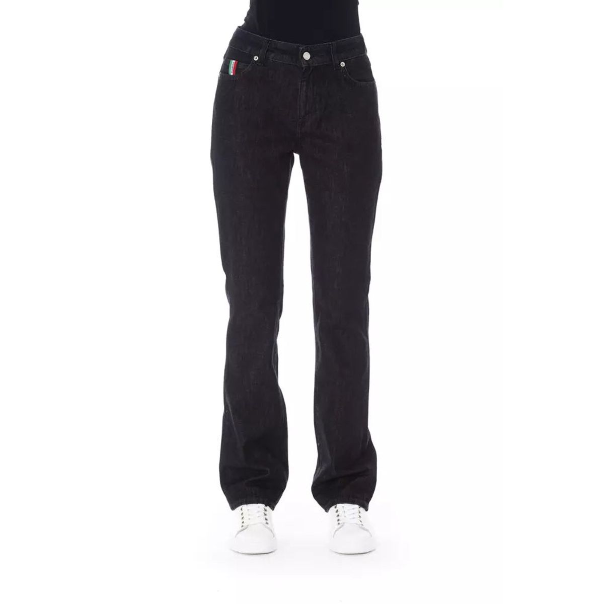 Baldinini Trend Chic Tricolor Accent Black Jeans