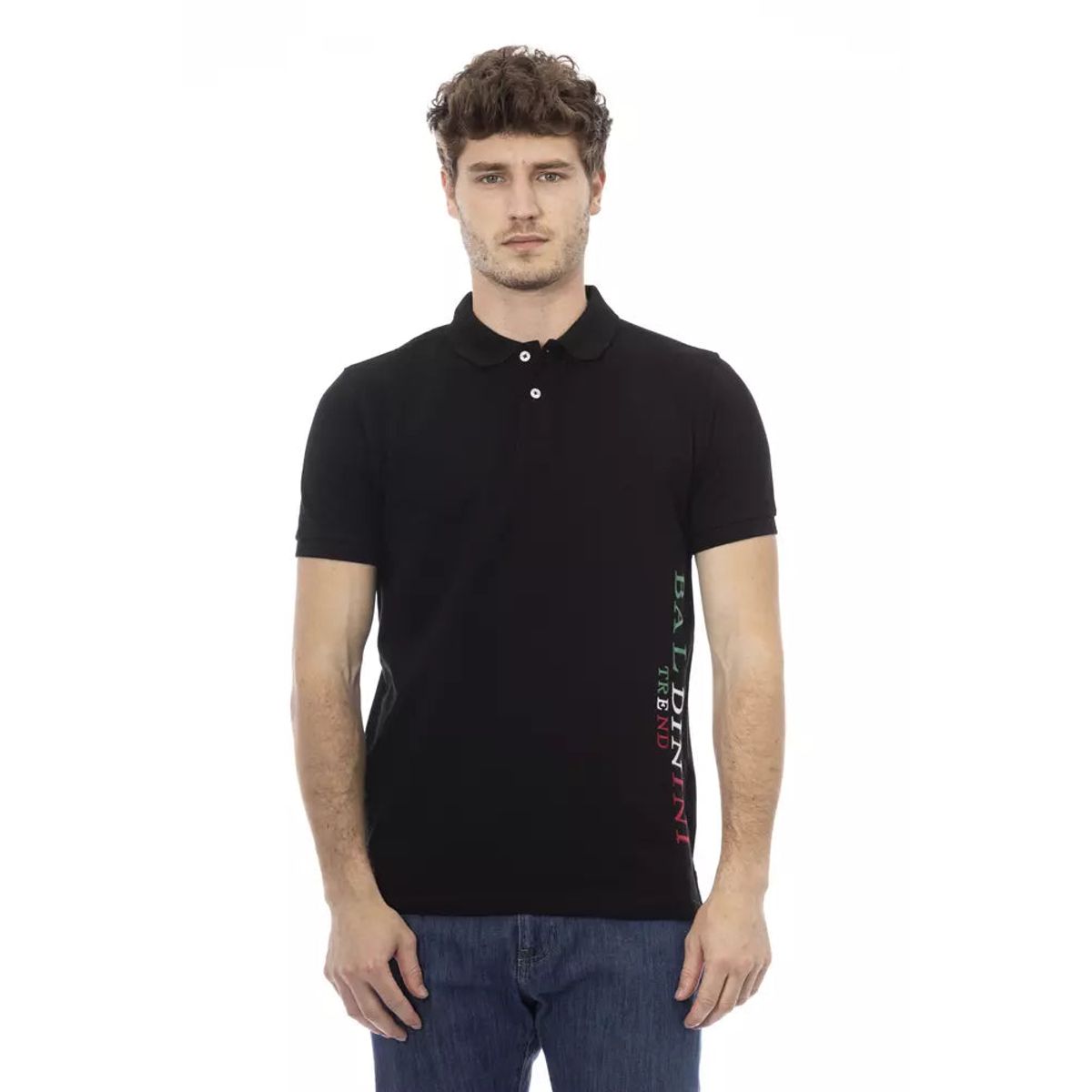 Baldinini Trend Classic Black Cotton Polo with Chic Embroidery