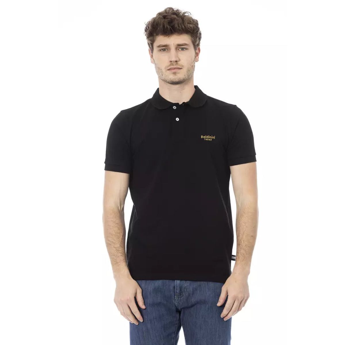 Baldinini Trend Elegant Black Cotton Polo with Embroidery