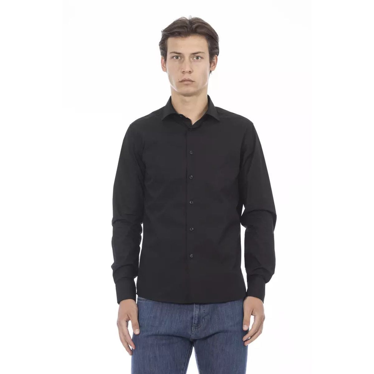 Baldinini Trend Elegant Black Slim Fit Cotton Shirt