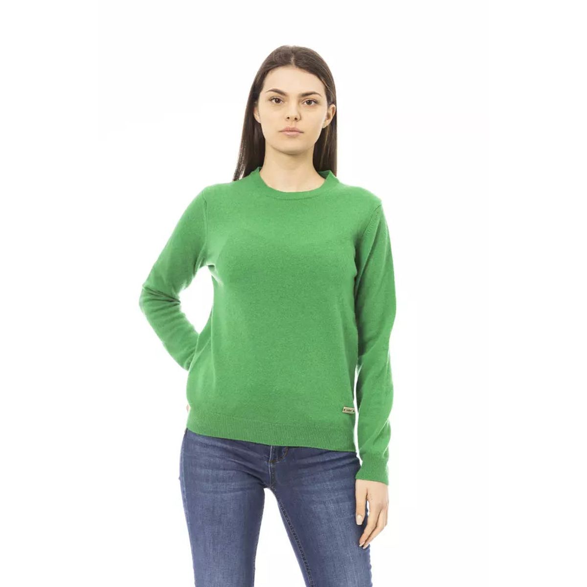 Baldinini Trend Elegant Green Wool-Cashmere Crewneck Sweater