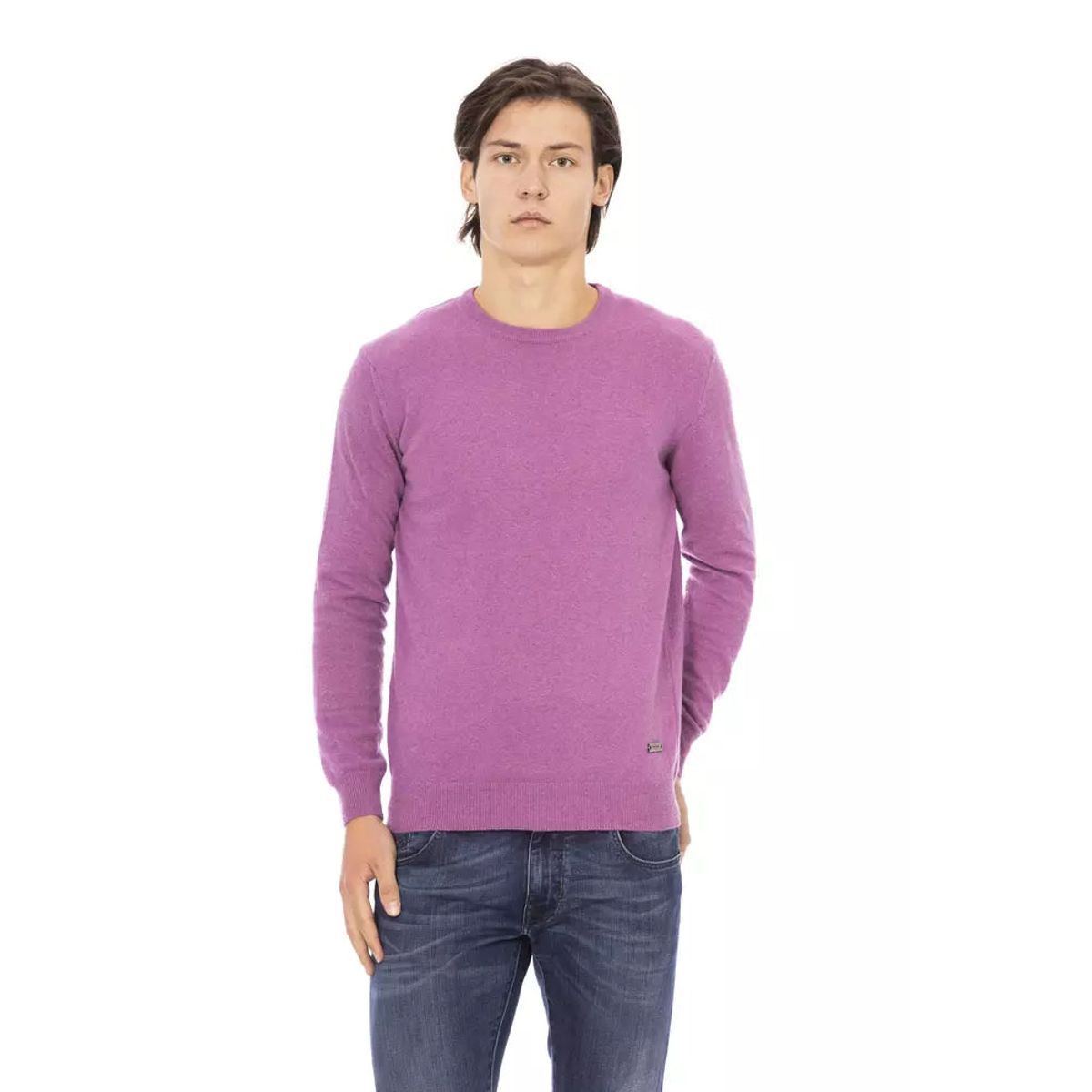 Baldinini Trend Elegant Purple Wool-Blend Crewneck Sweater