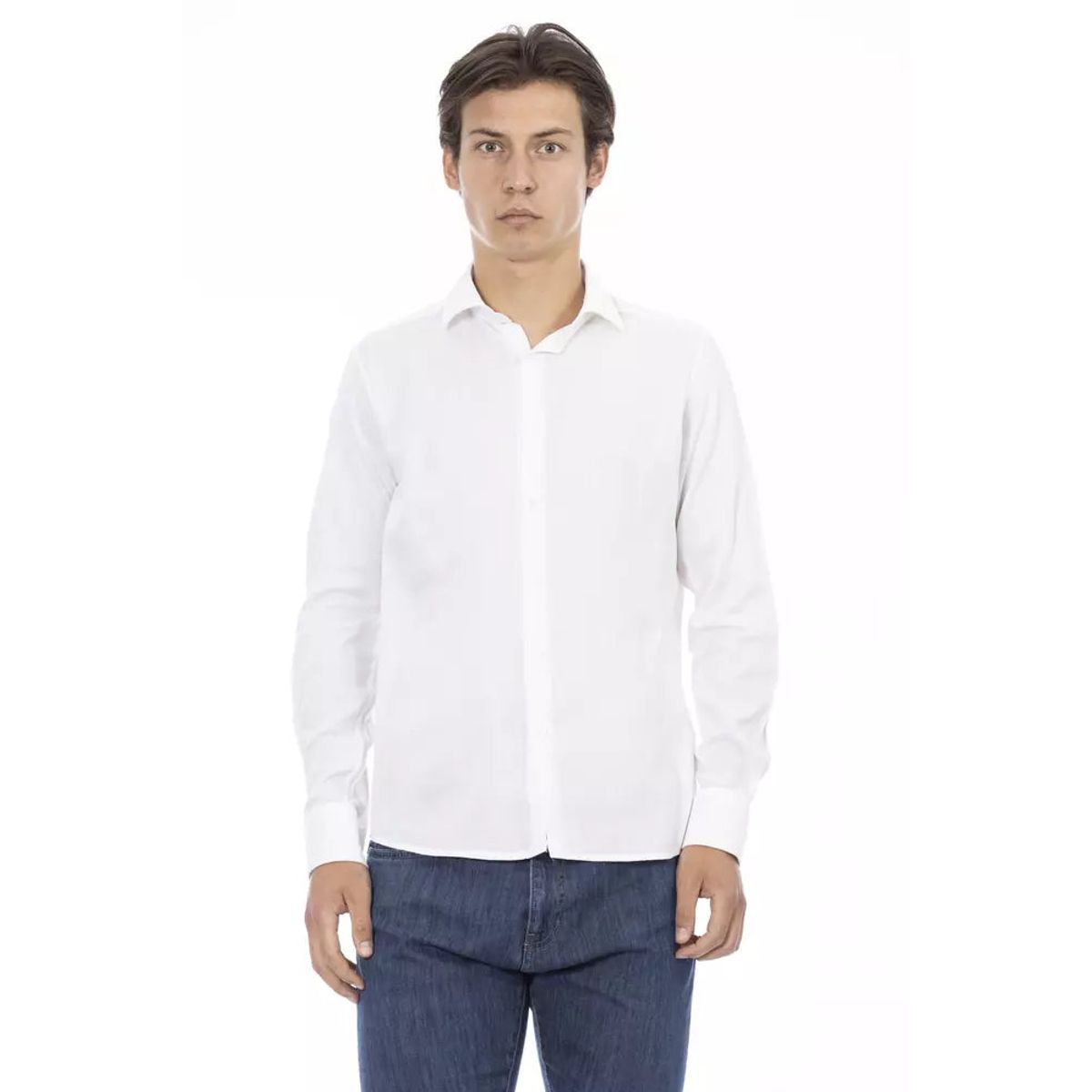 Baldinini Trend Elegant Slim Fit White Cotton Shirt