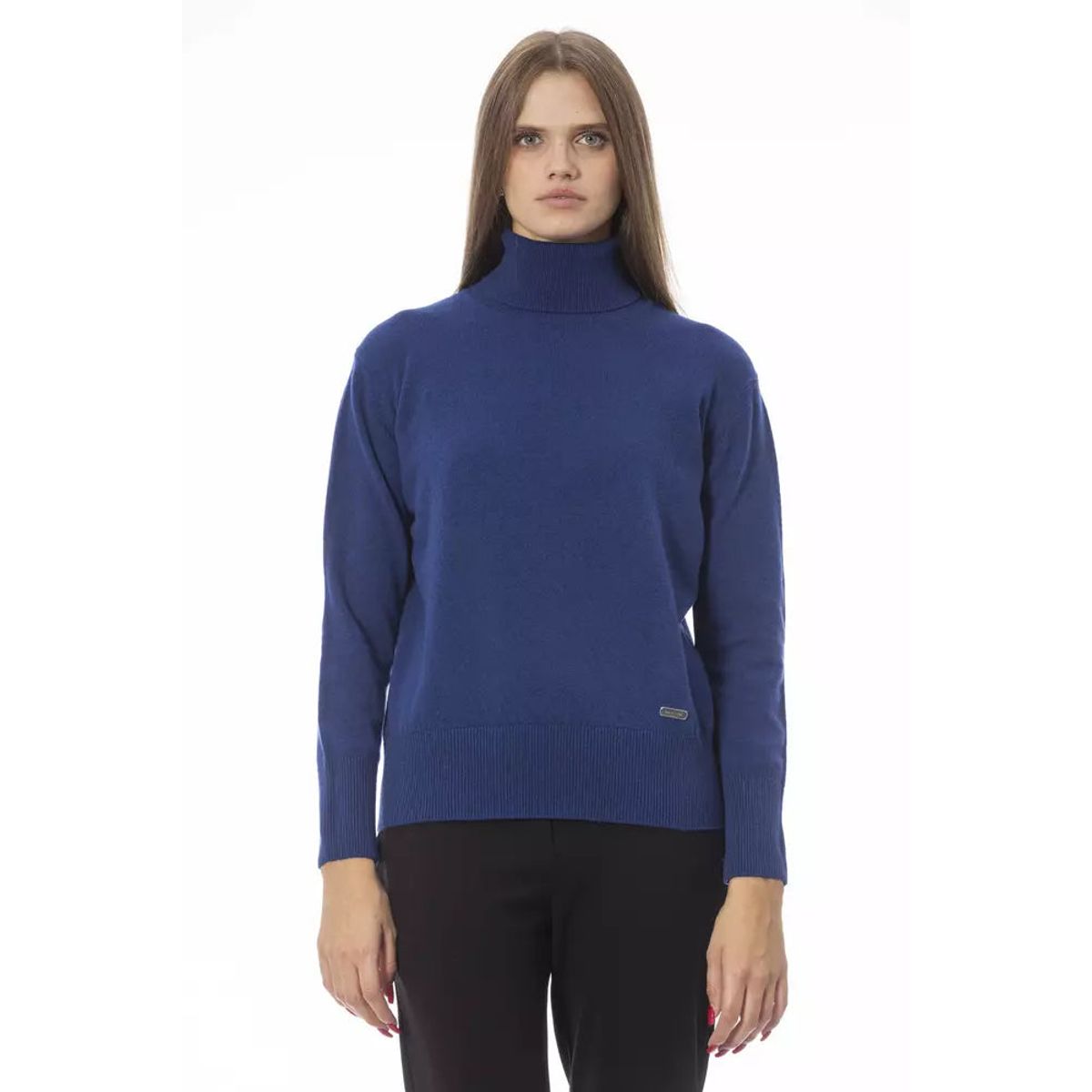 Baldinini Trend Elegant Turtleneck Sweater - Blue Wool-Cashmere Blend