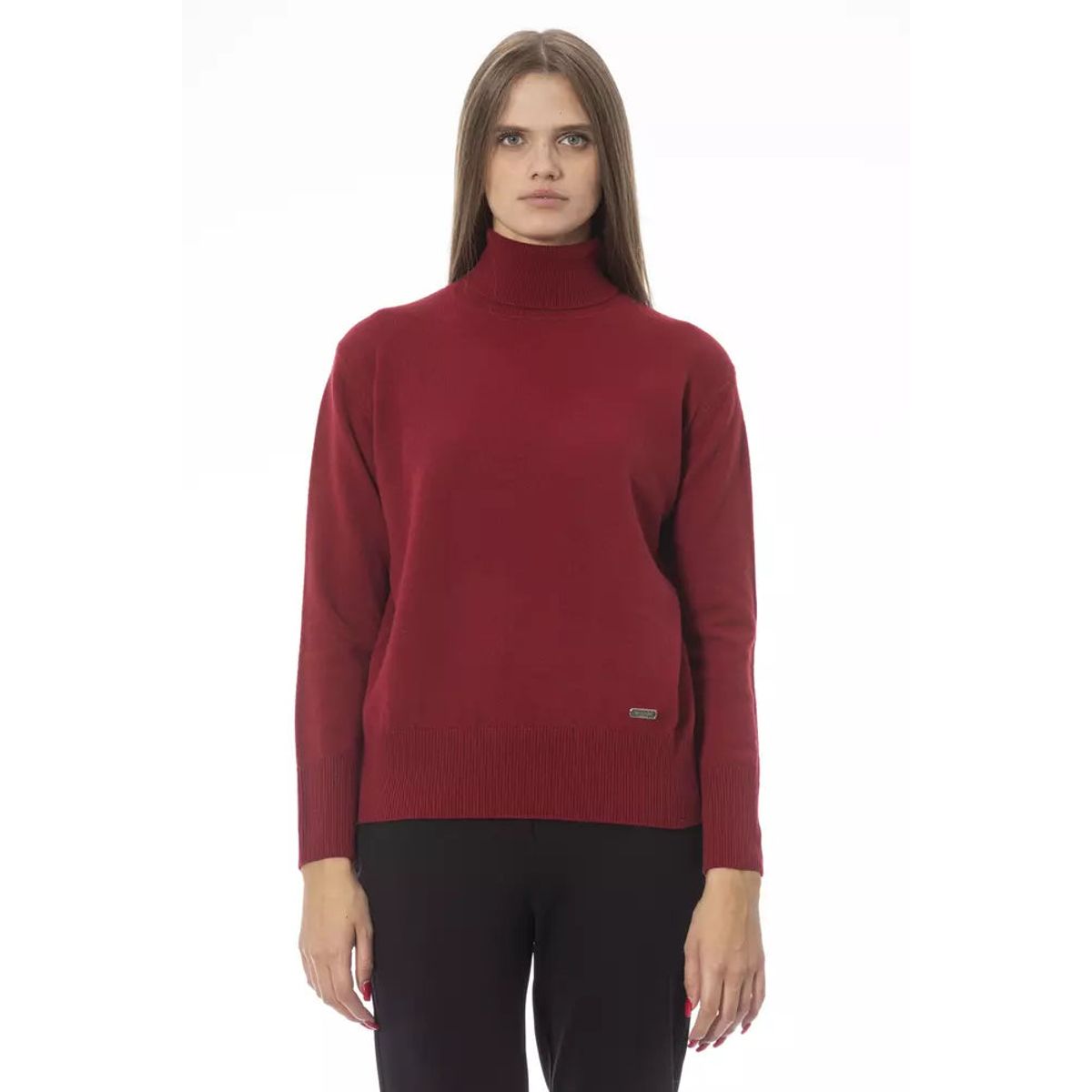 Baldinini Trend Scarlet Luxe Wool-Cashmere Blend Turtleneck Sweater