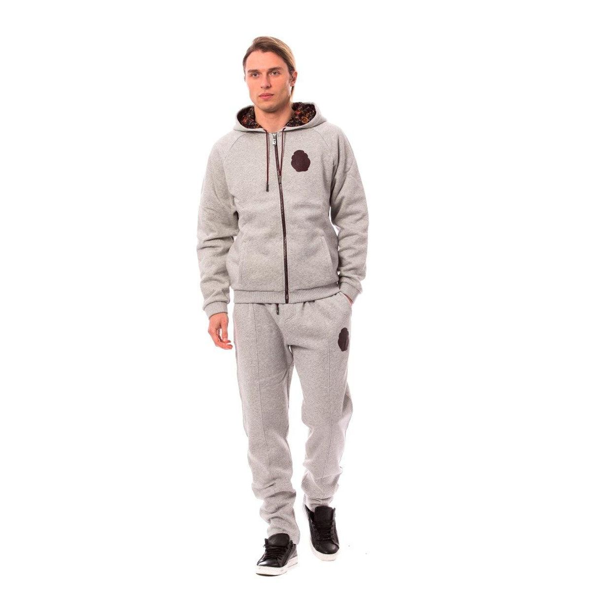 Billionaire Italian Couture Elegant Gray Cotton Sweatsuit Ensemble