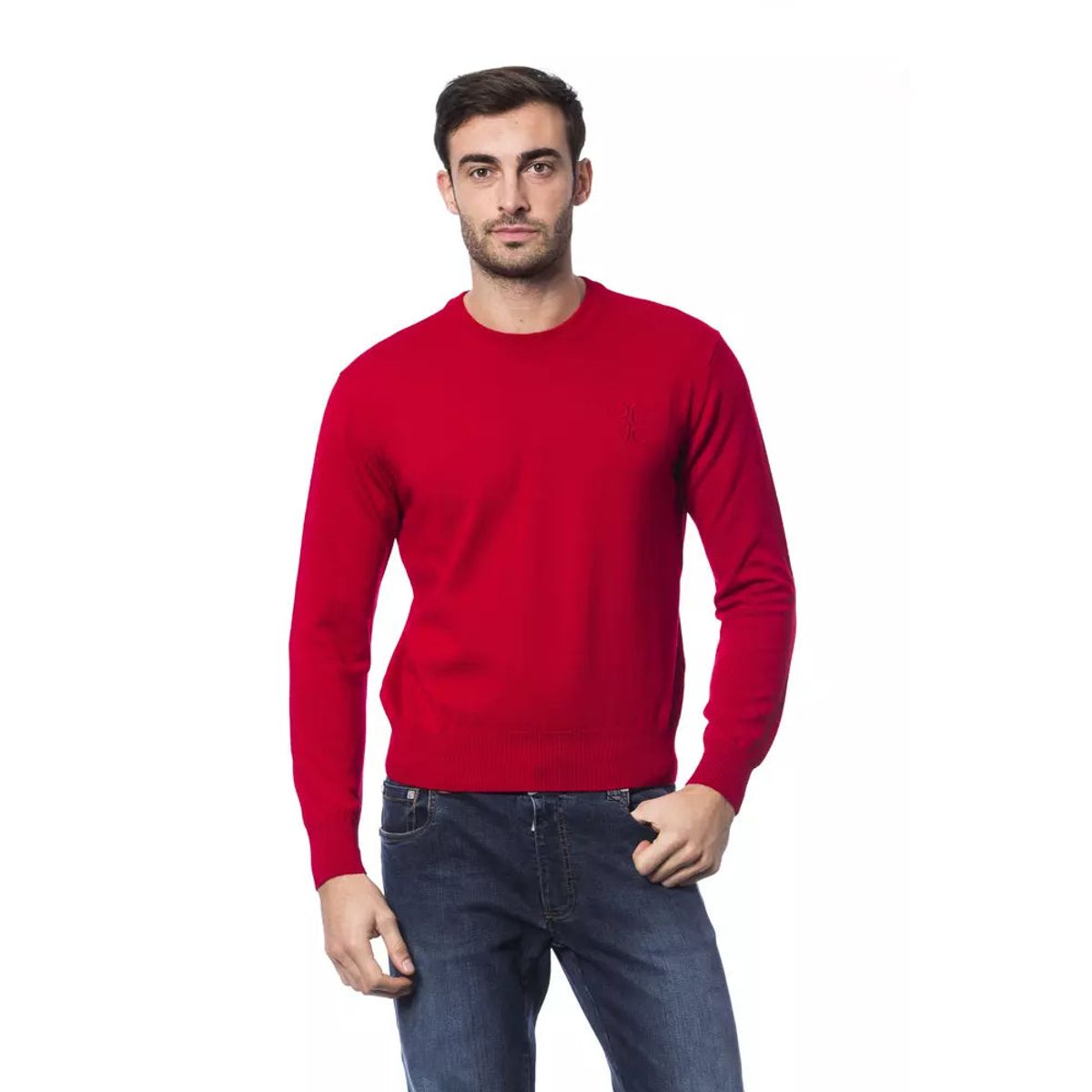 Billionaire Italian Couture Embroidered Merino Wool Crew Neck Sweater