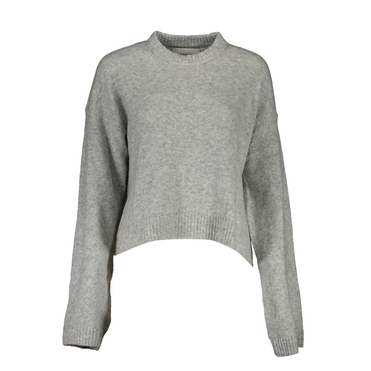 Calvin Klein Chic Gray Embroidered Sweater with Side Slits