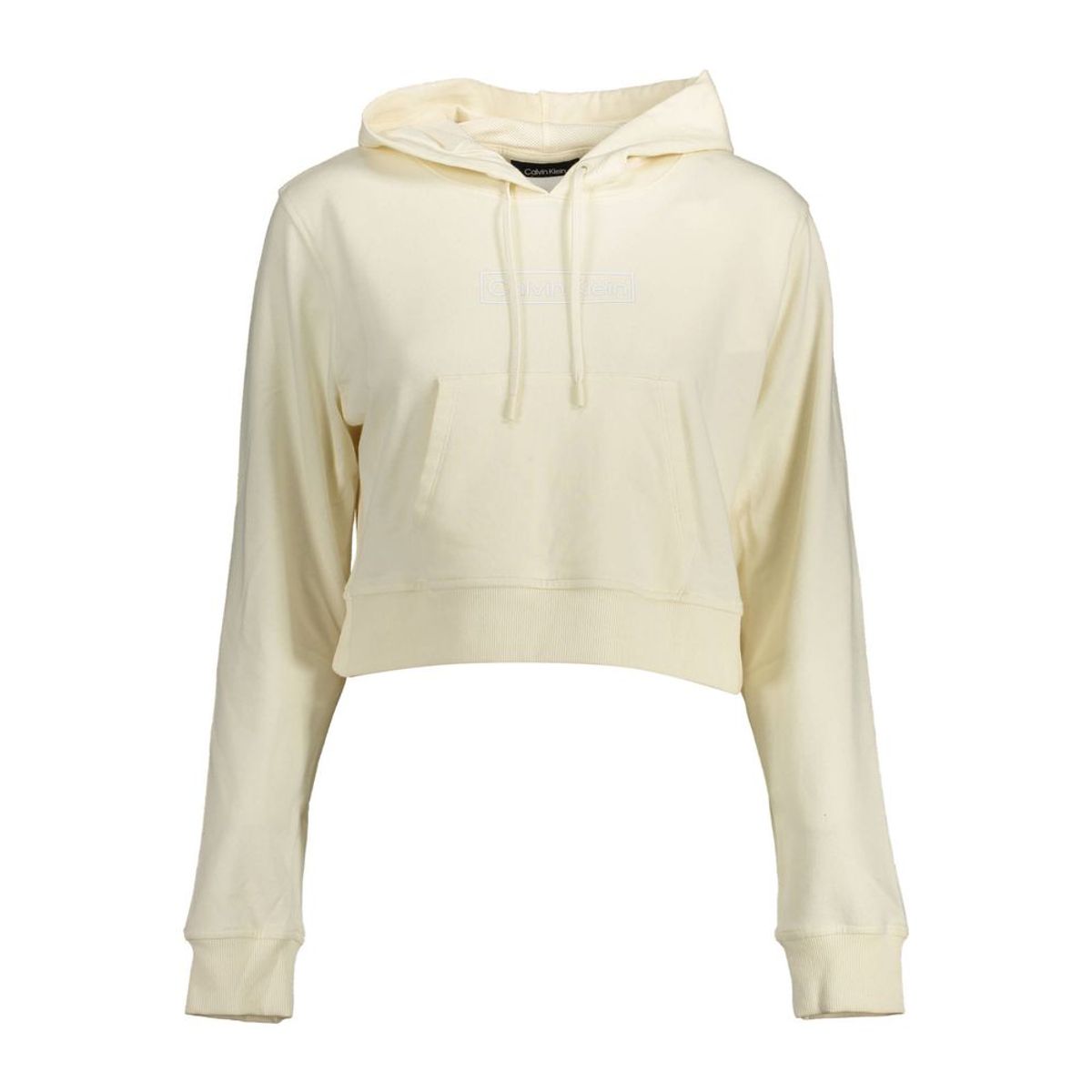 Calvin Klein Chic White Hooded Sweatshirt with Central Pocket