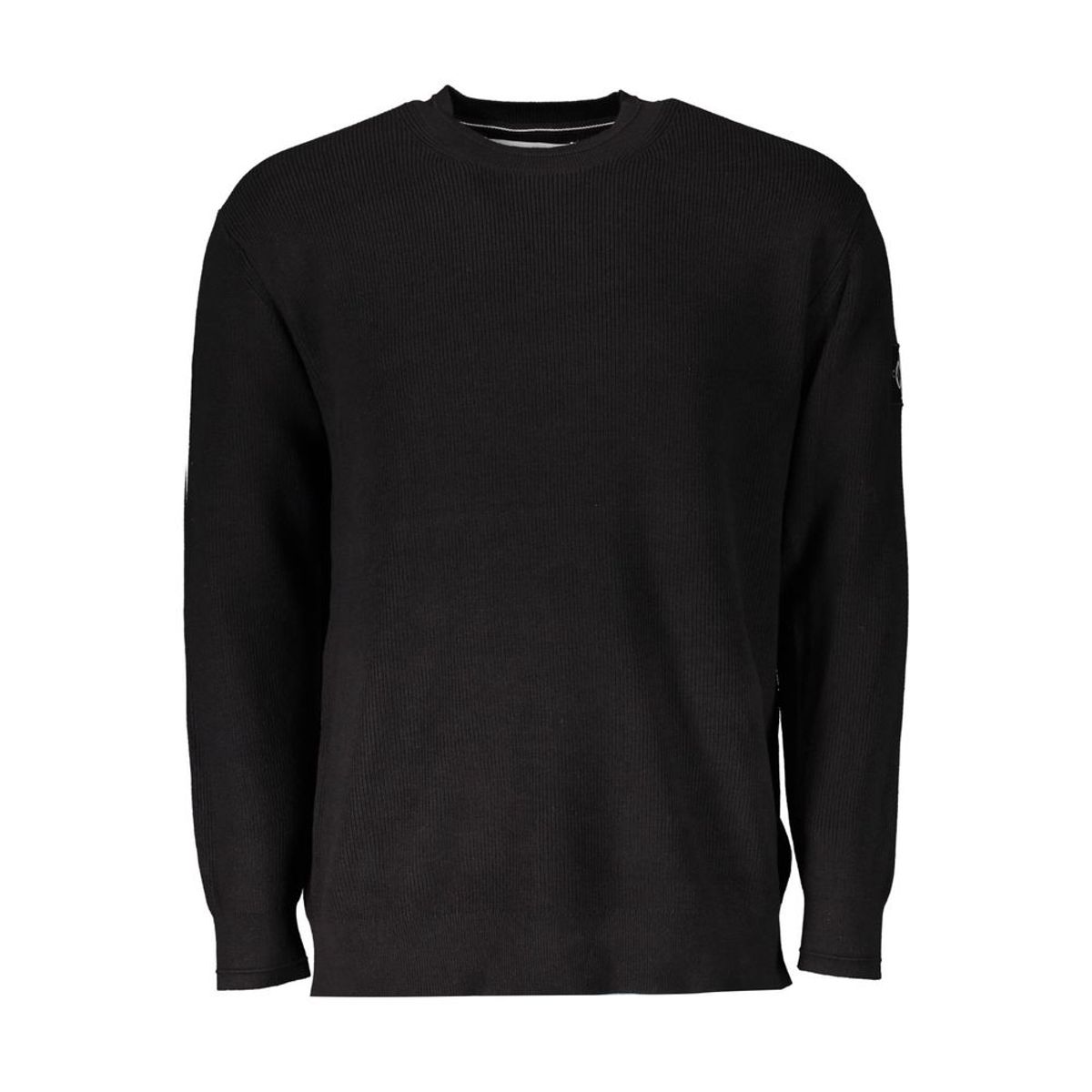 Calvin Klein Elevated Black Cotton Sweater with Logo Detail