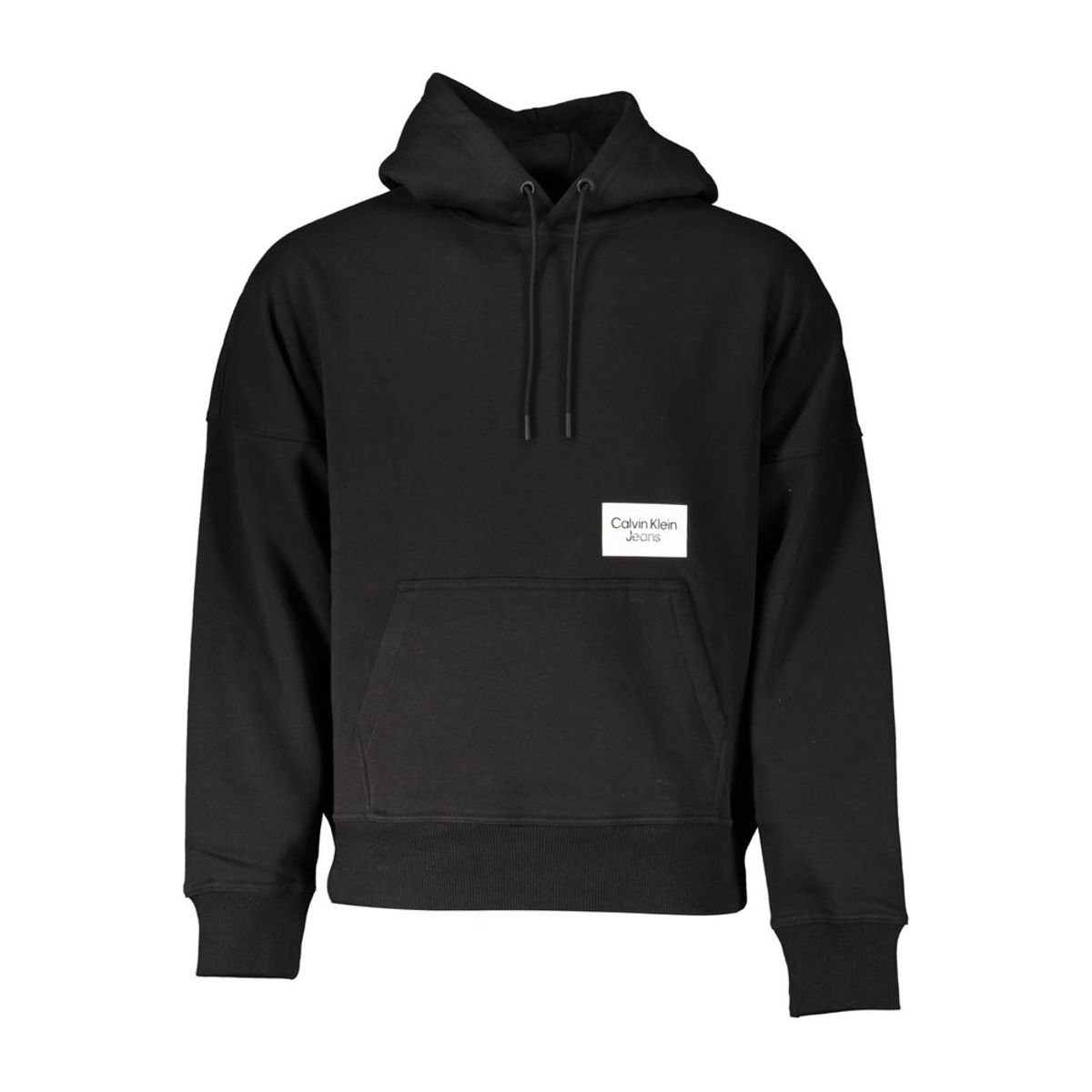 Calvin Klein Elegant Black Cotton Blend Hooded Sweatshirt