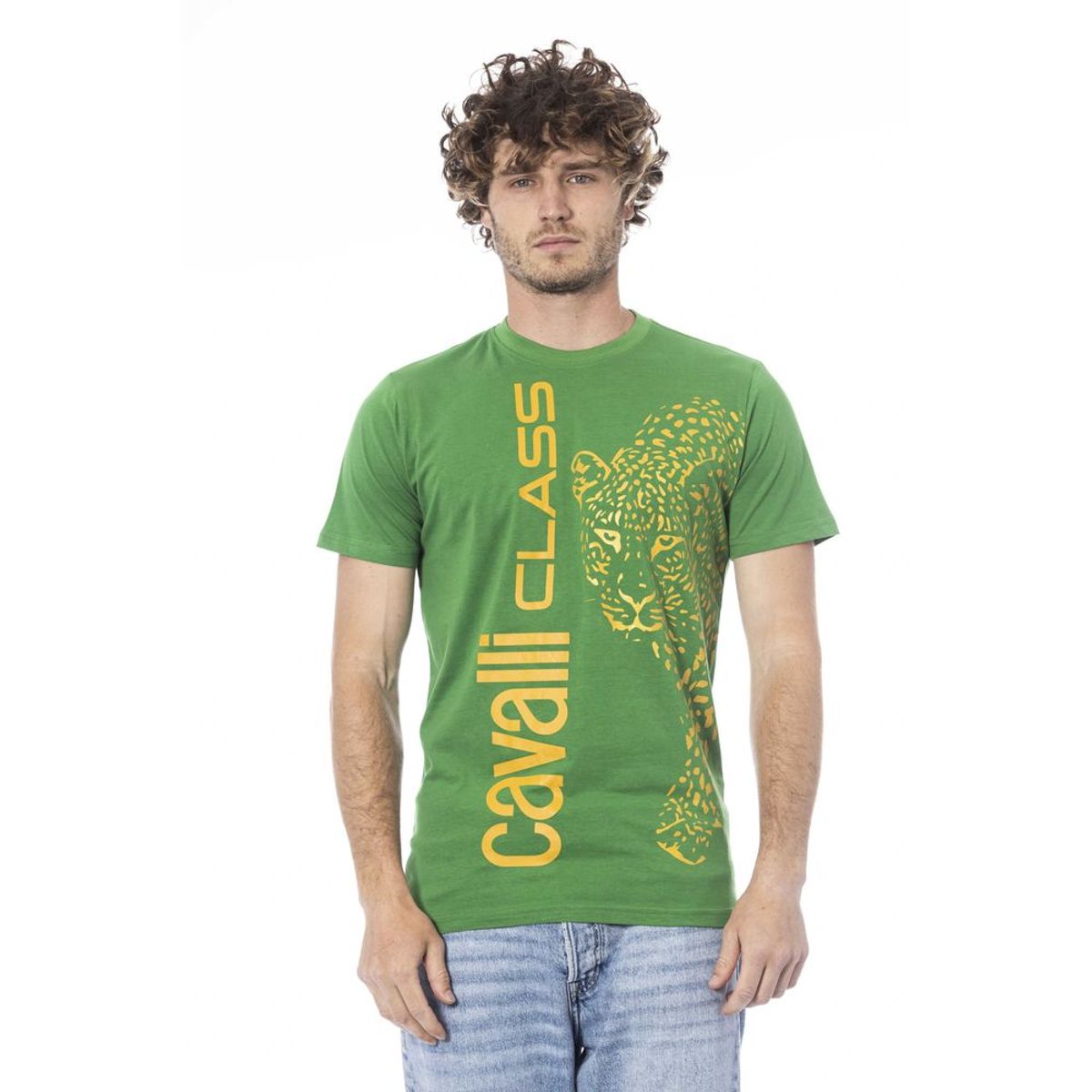 Cavalli Class Green Cotton T-Shirt