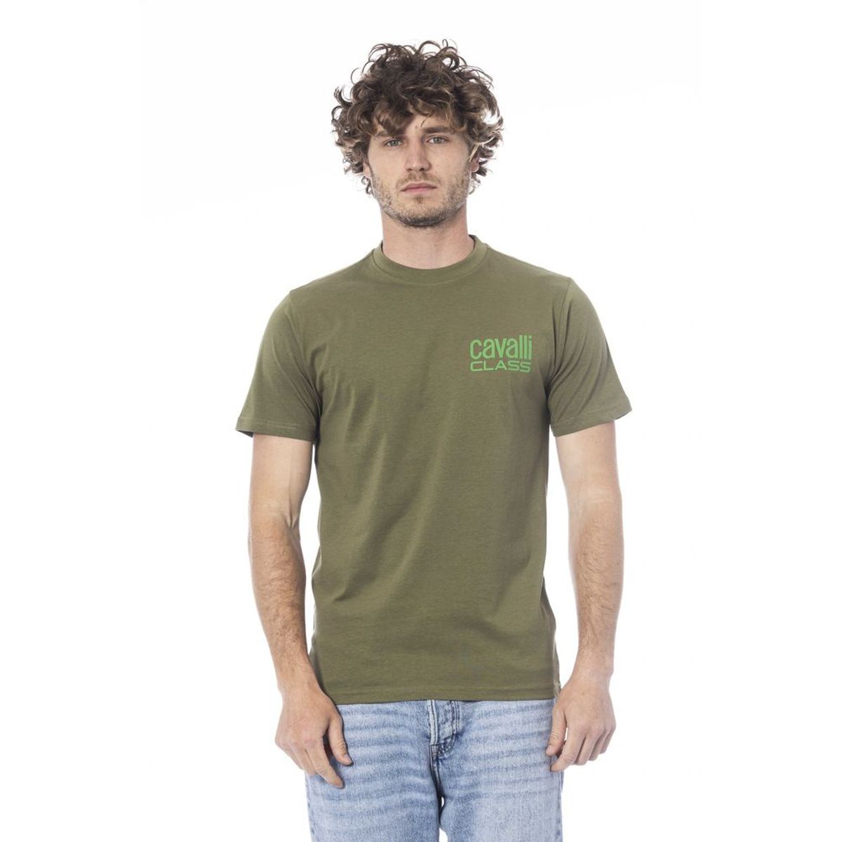 Cavalli Class Green Cotton T-Shirt