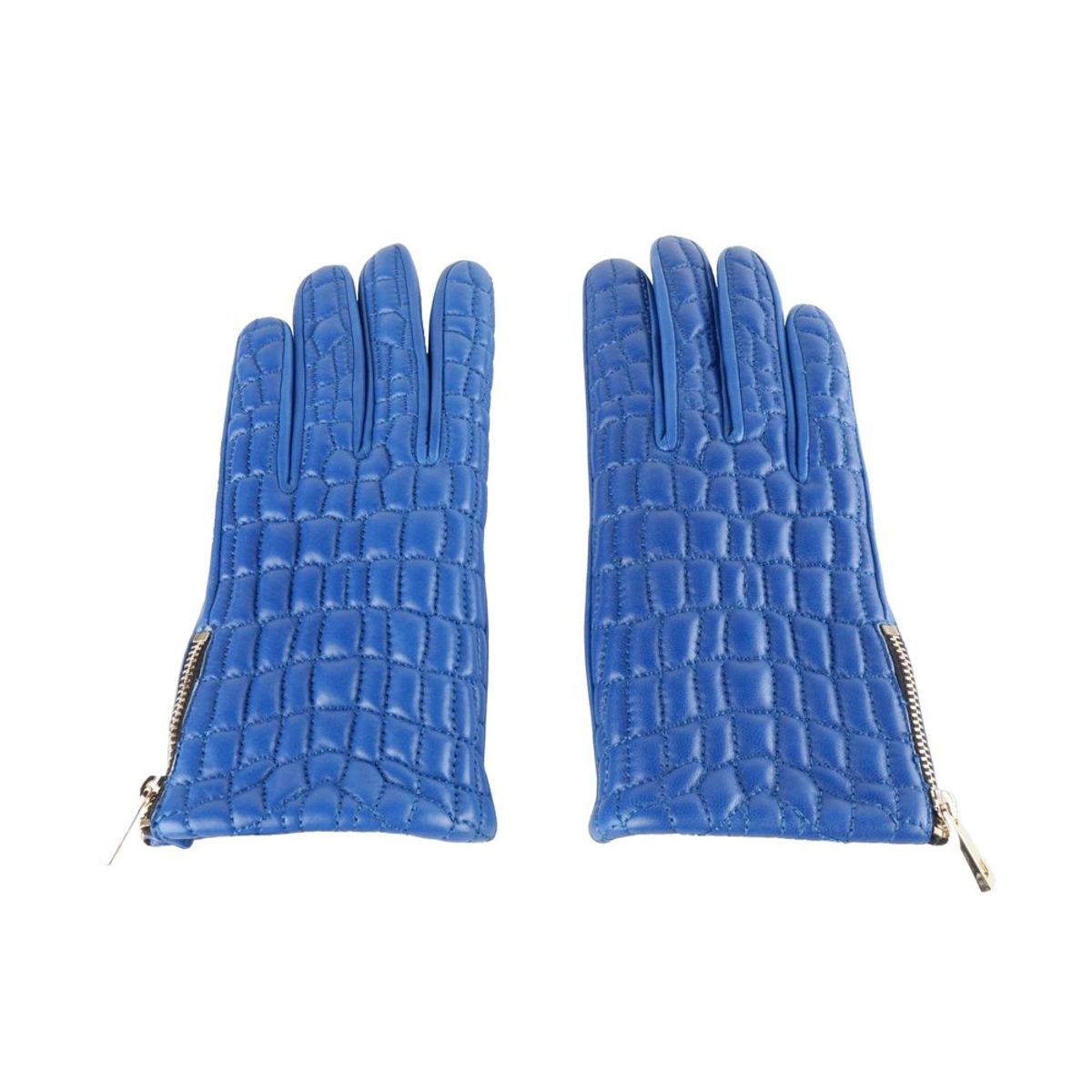 Cavalli Class Elegant Lambskin Leather Gloves in Captivating Blue