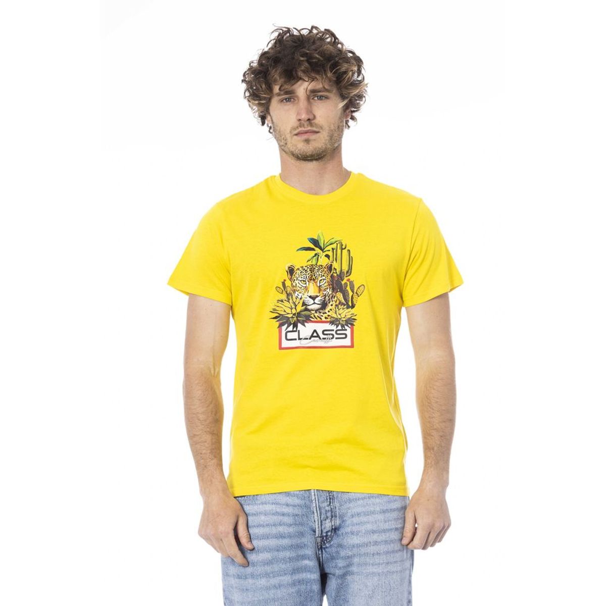 Cavalli Class Yellow Cotton T-Shirt