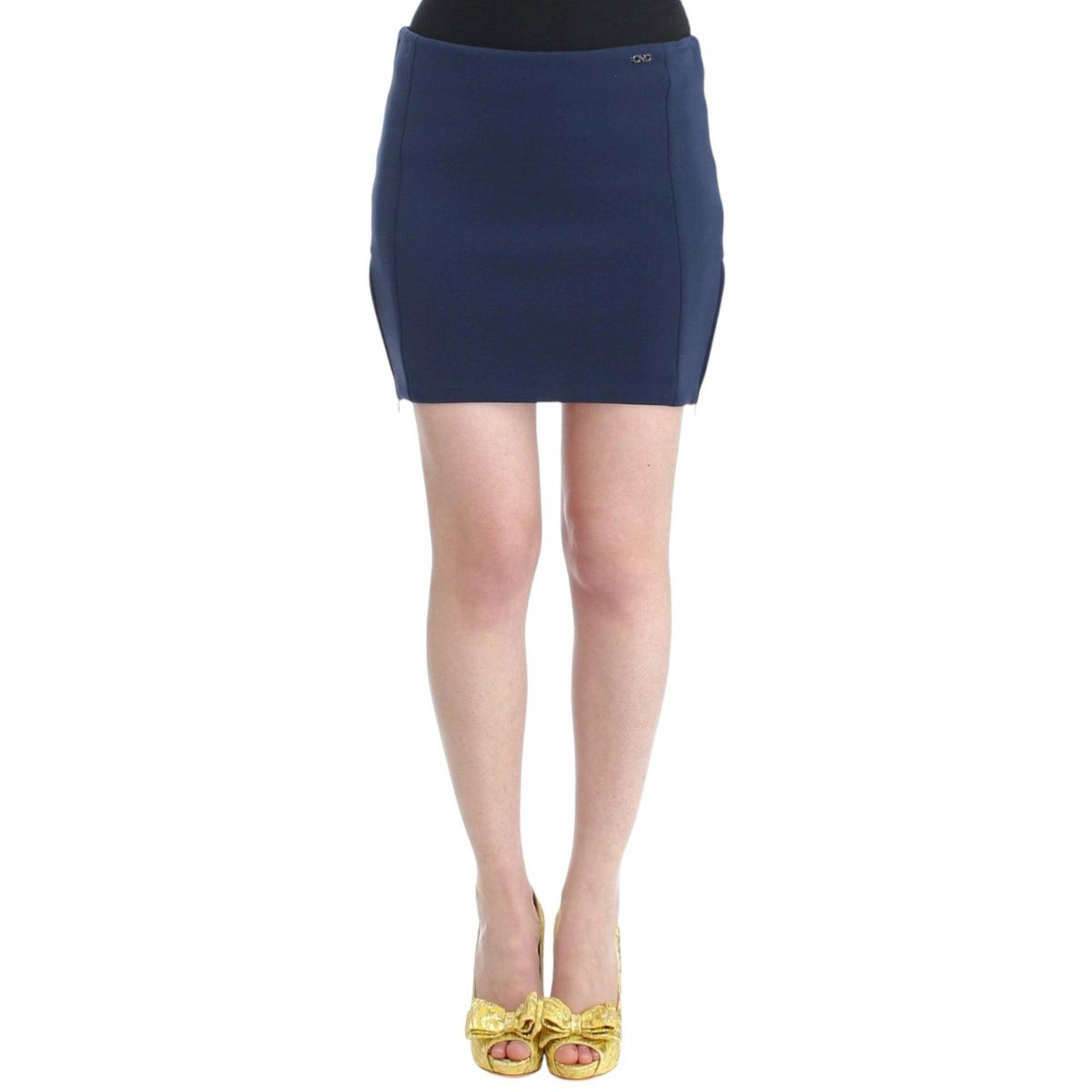 Costume National Chic Blue Mini Skirt with Side Zip Closure