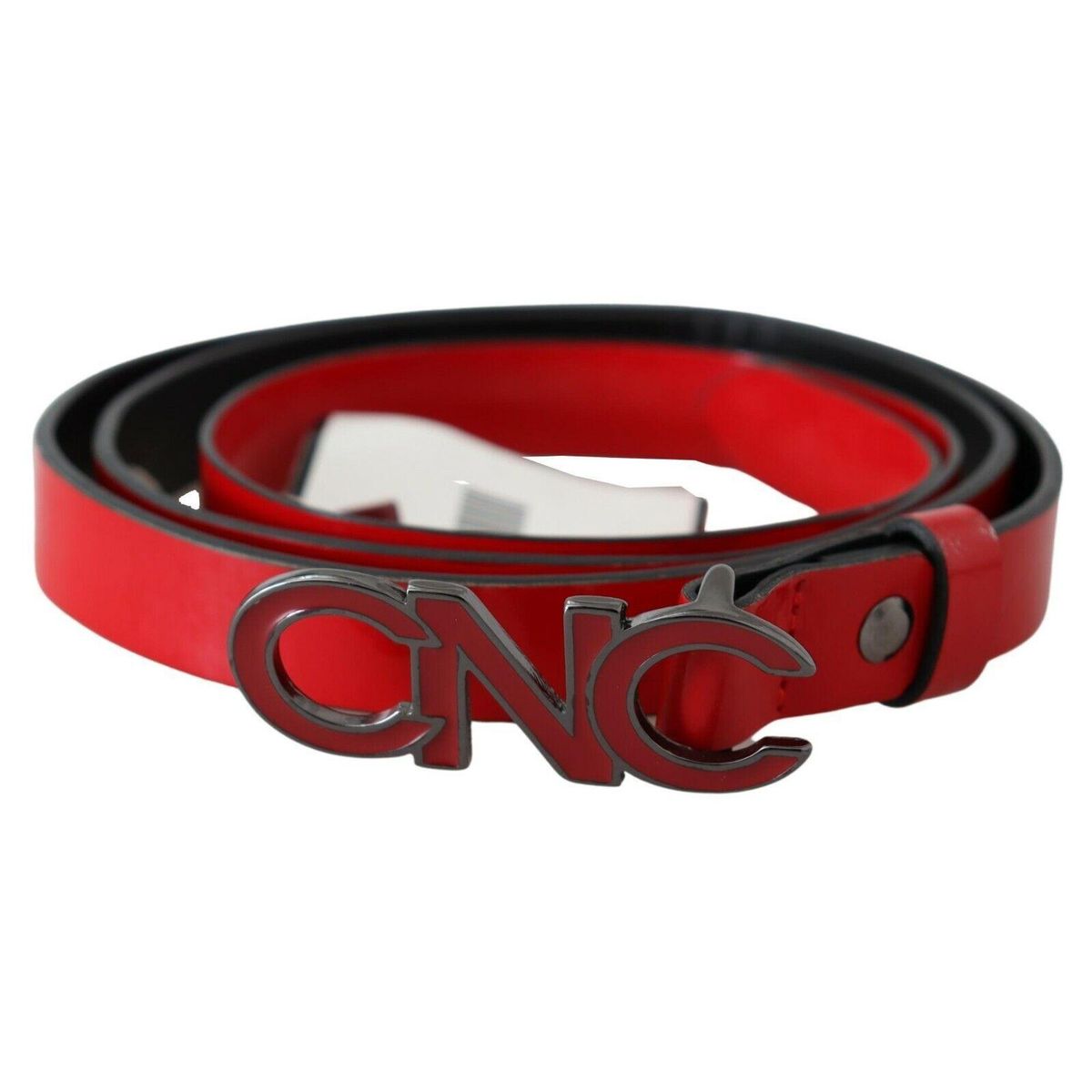 Costume National Chic Red Leather Waist Belt with Black-Tone Buckle