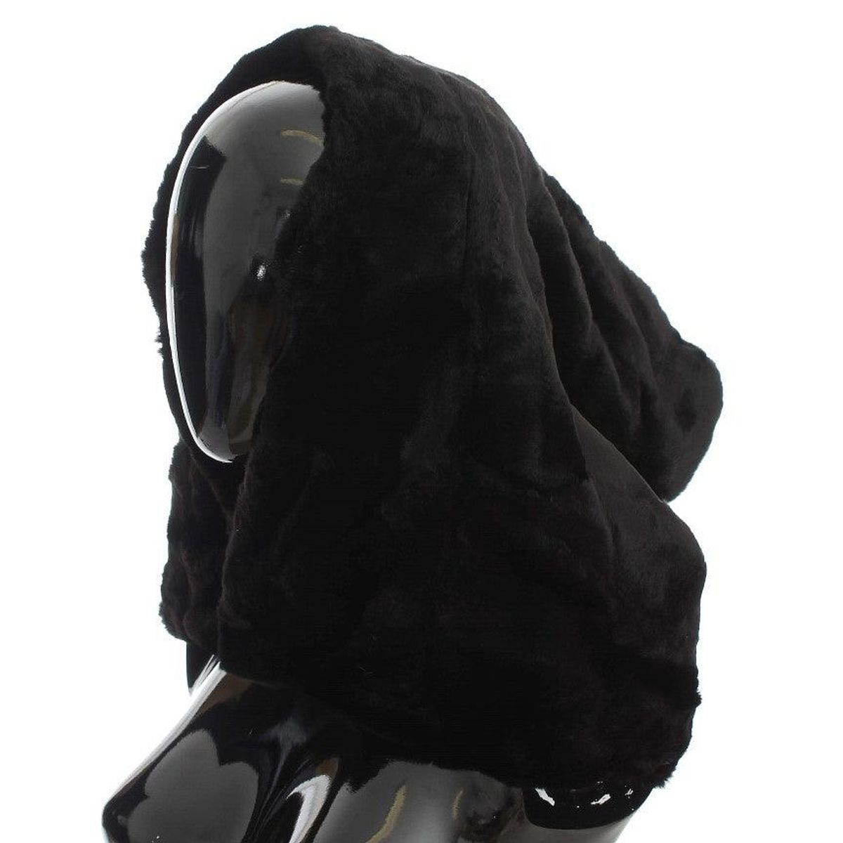 Dolce & Gabbana Chic Black Weasel Fur Hooded Scarf Wrap