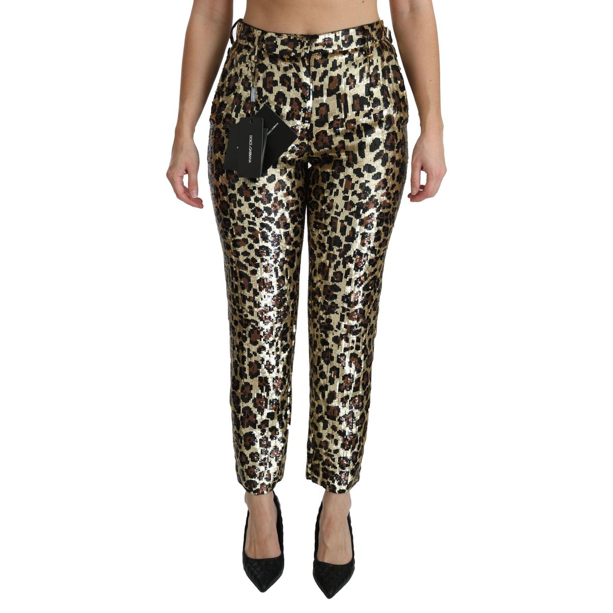 Dolce & Gabbana Chic High Waist Leopard Sequin Pants