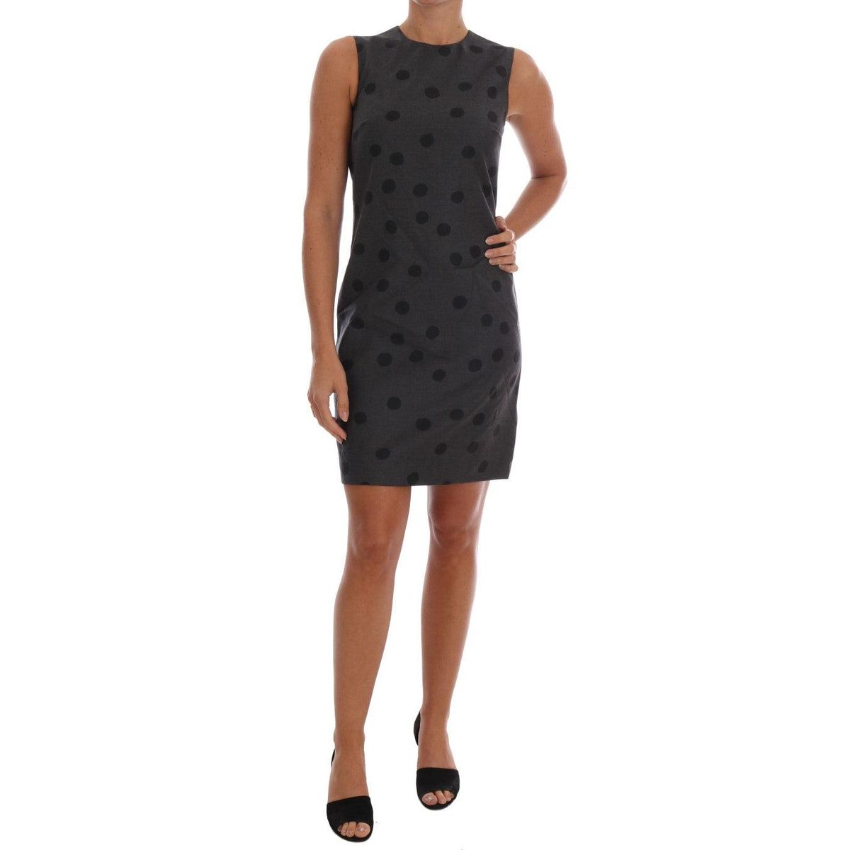 Dolce & Gabbana Chic Sleeveless Polka Dotted Wool Dress