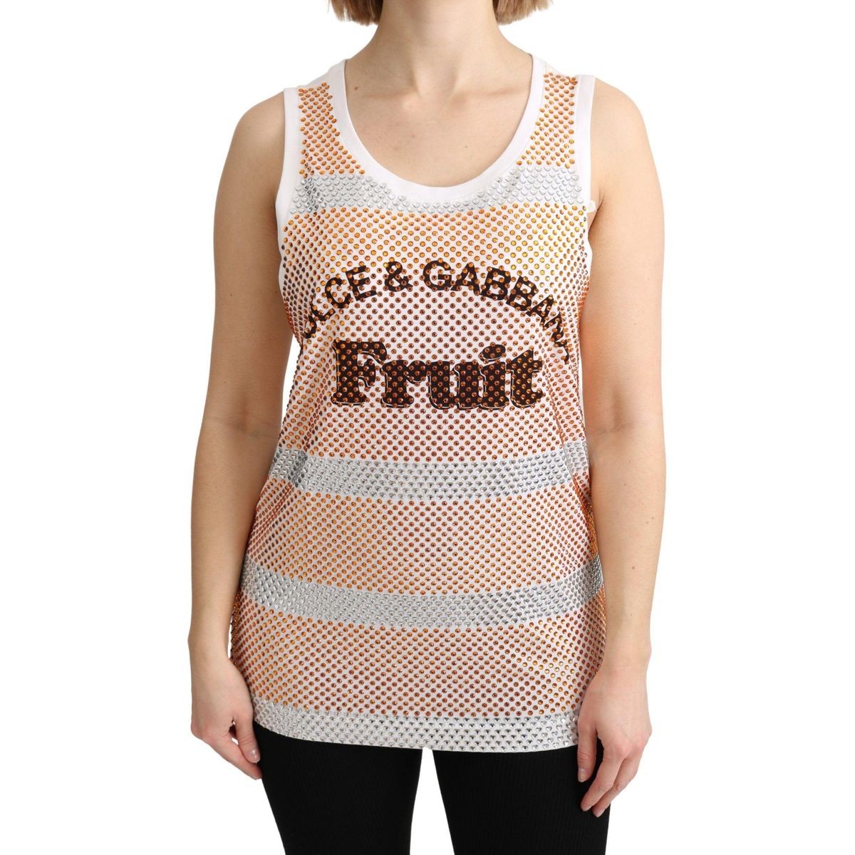 Dolce & Gabbana Crystal Embellished Sleeveless Cotton Top