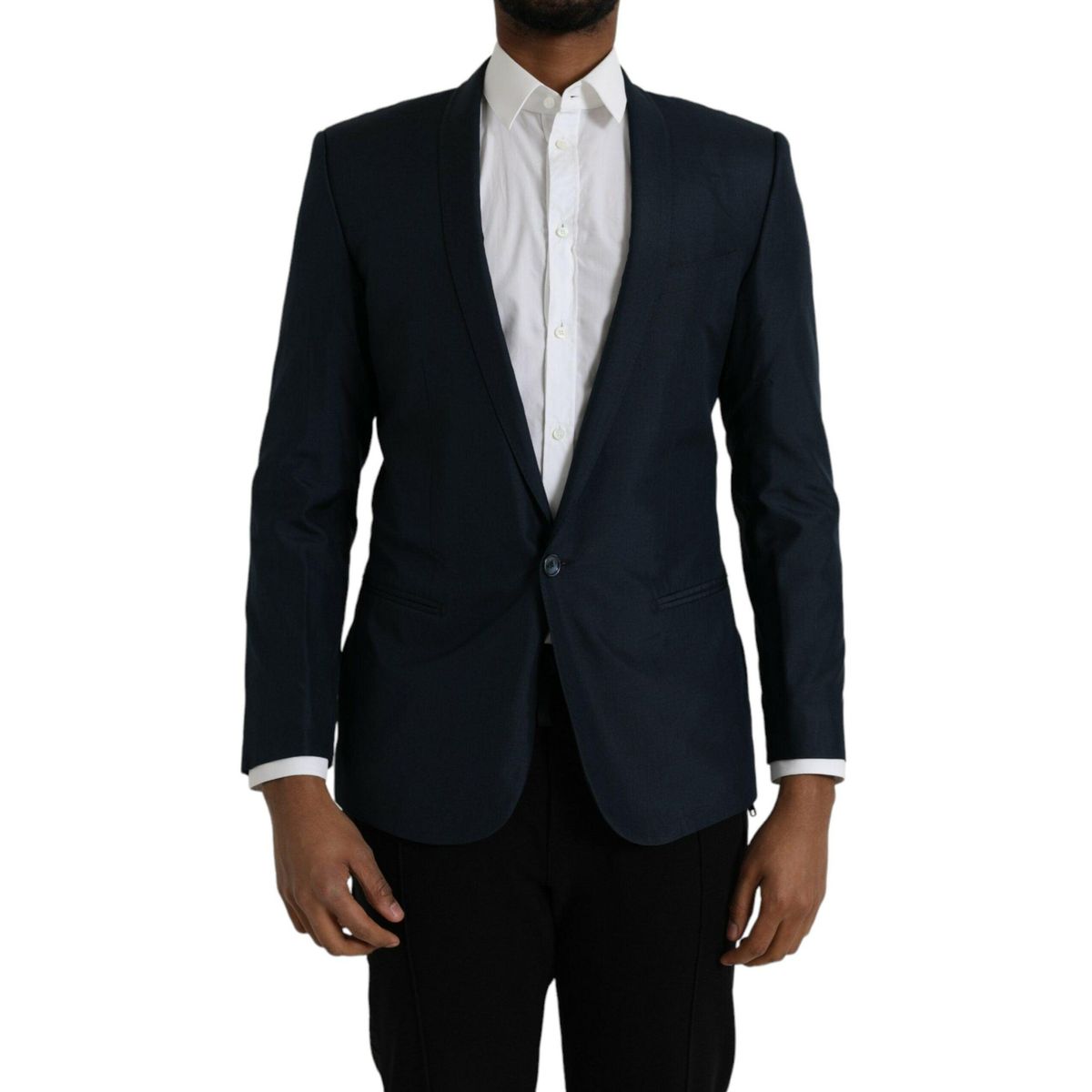 Dolce & Gabbana Blue MARTINI Shawl Single Breasted Blazer