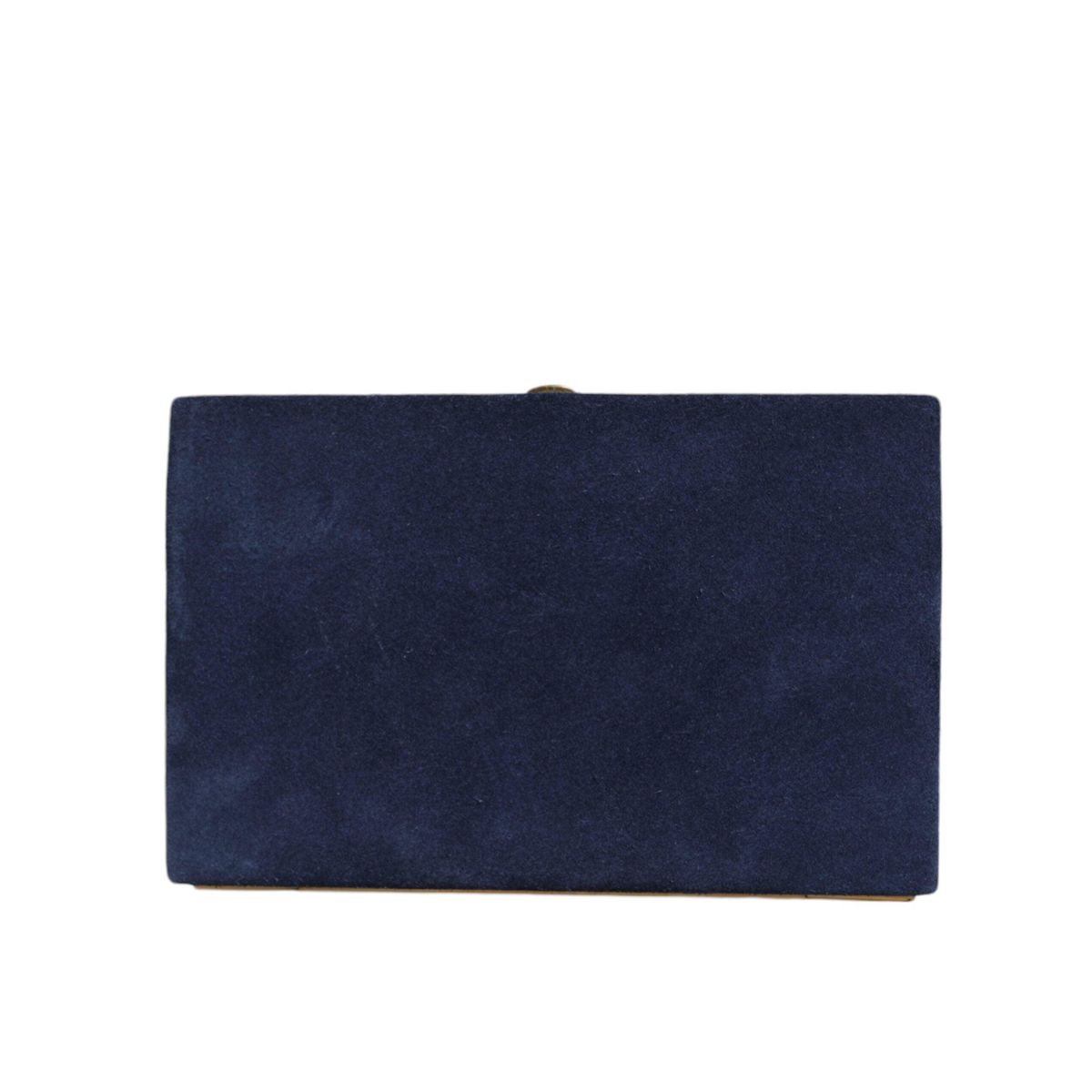 Dolce & Gabbana Blue Suede Gold Frame Clutch Evening Party Purse Bag