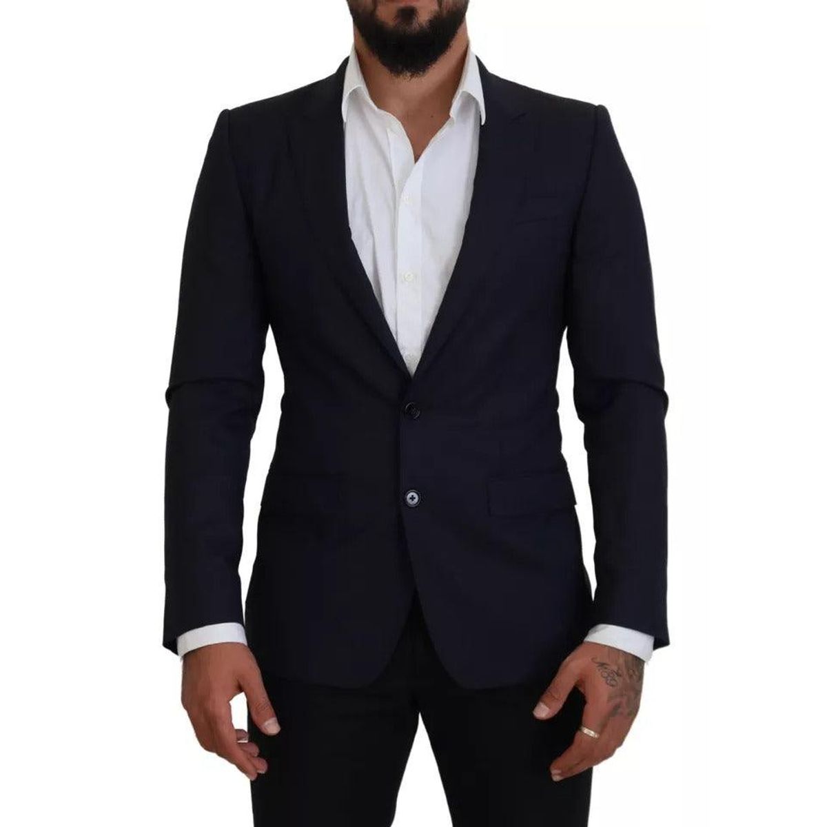 Dolce & Gabbana Blue Wool Slim Fit Formal Coat Herre Blazer