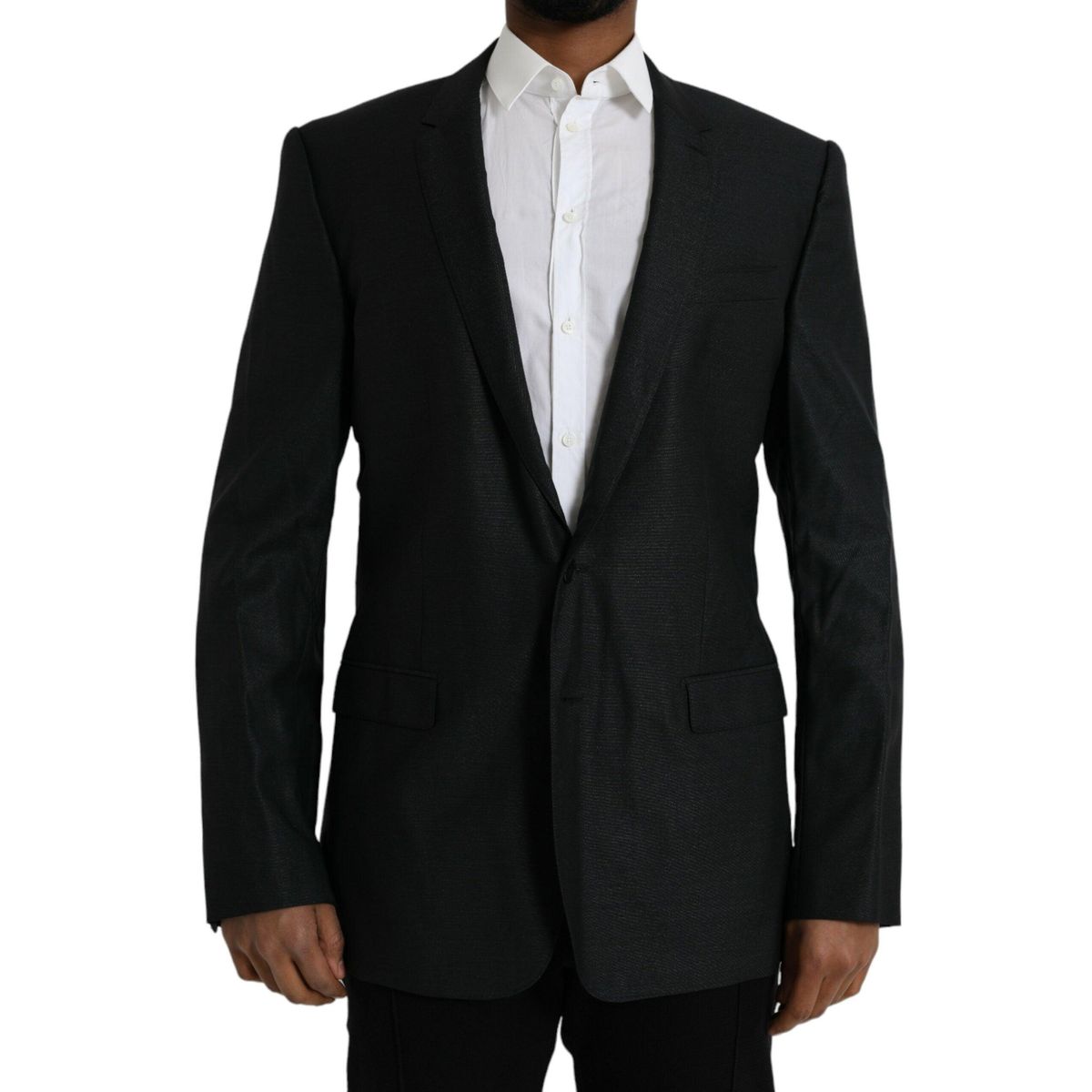 Dolce & Gabbana Black Wool Notch SingleBreasted Coat Blazer