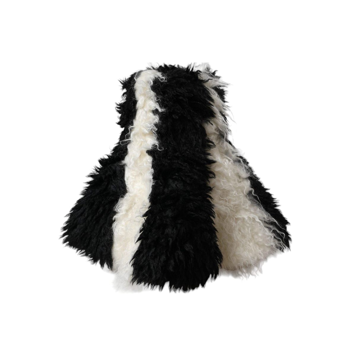 Dolce & Gabbana Black White Stripes Mohair Fur Bucket Hat