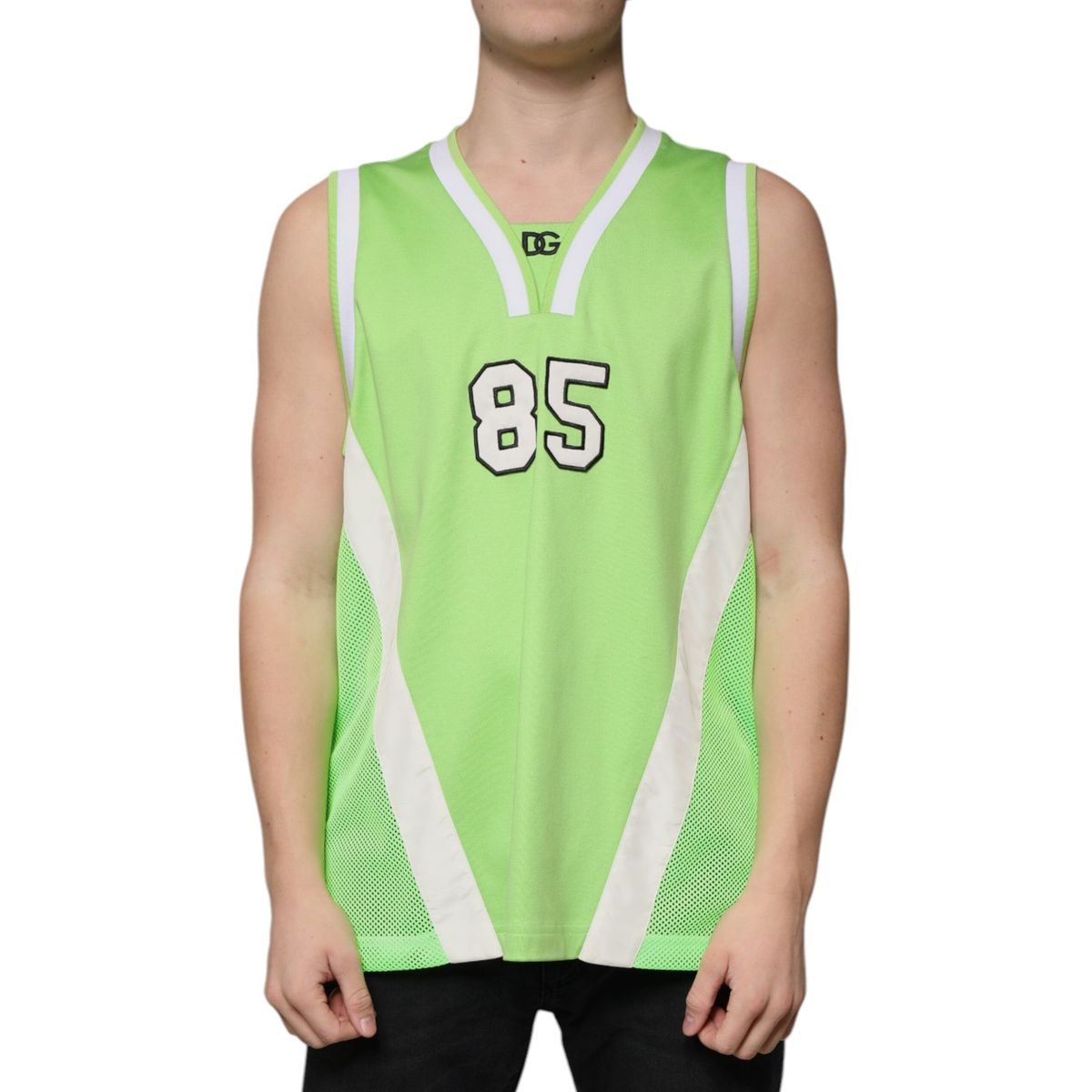 Dolce & Gabbana Green Polyester Jersey Sleeveless T-shirt