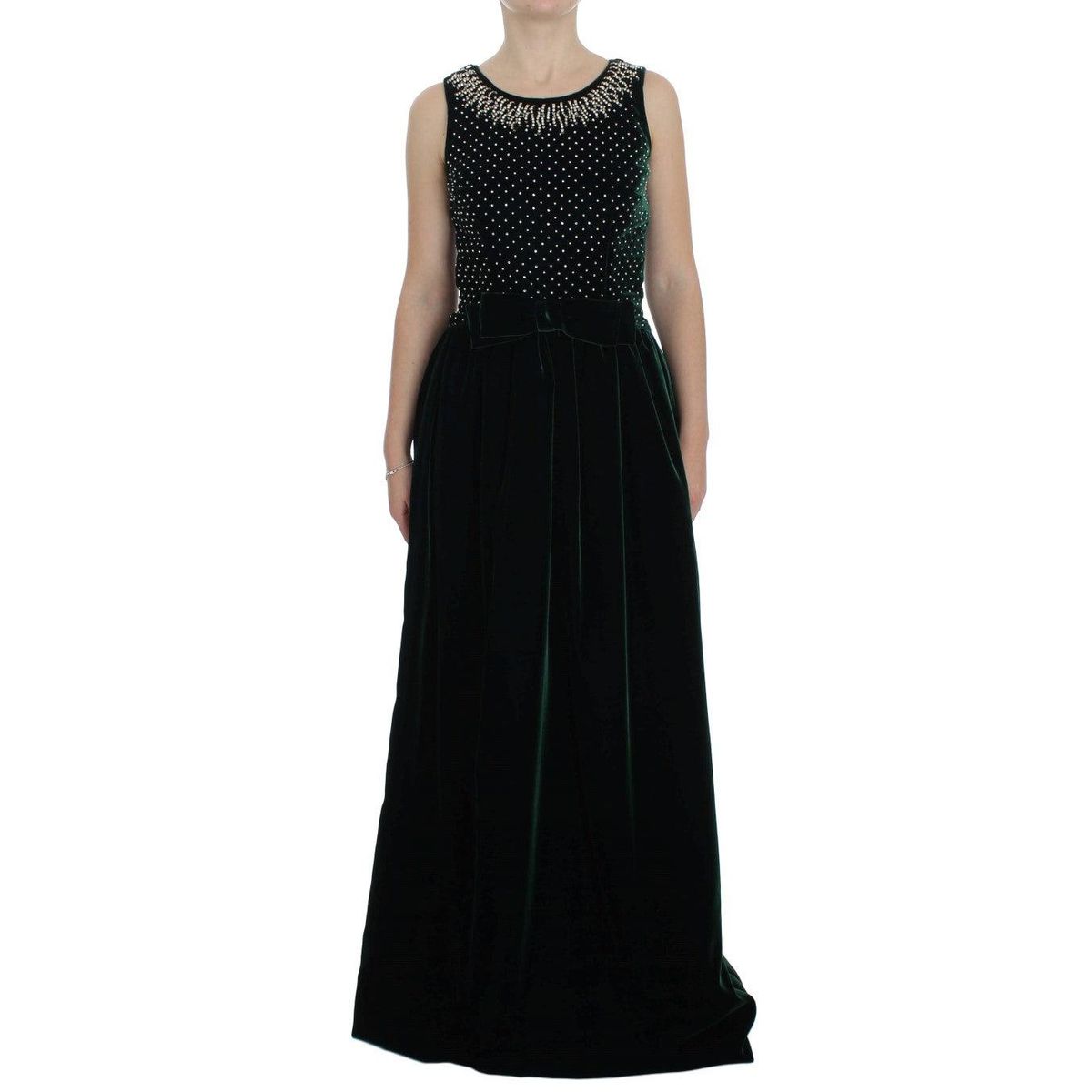 Dolce & Gabbana Enchanted Emerald Velvet Crystal Maxi Dress