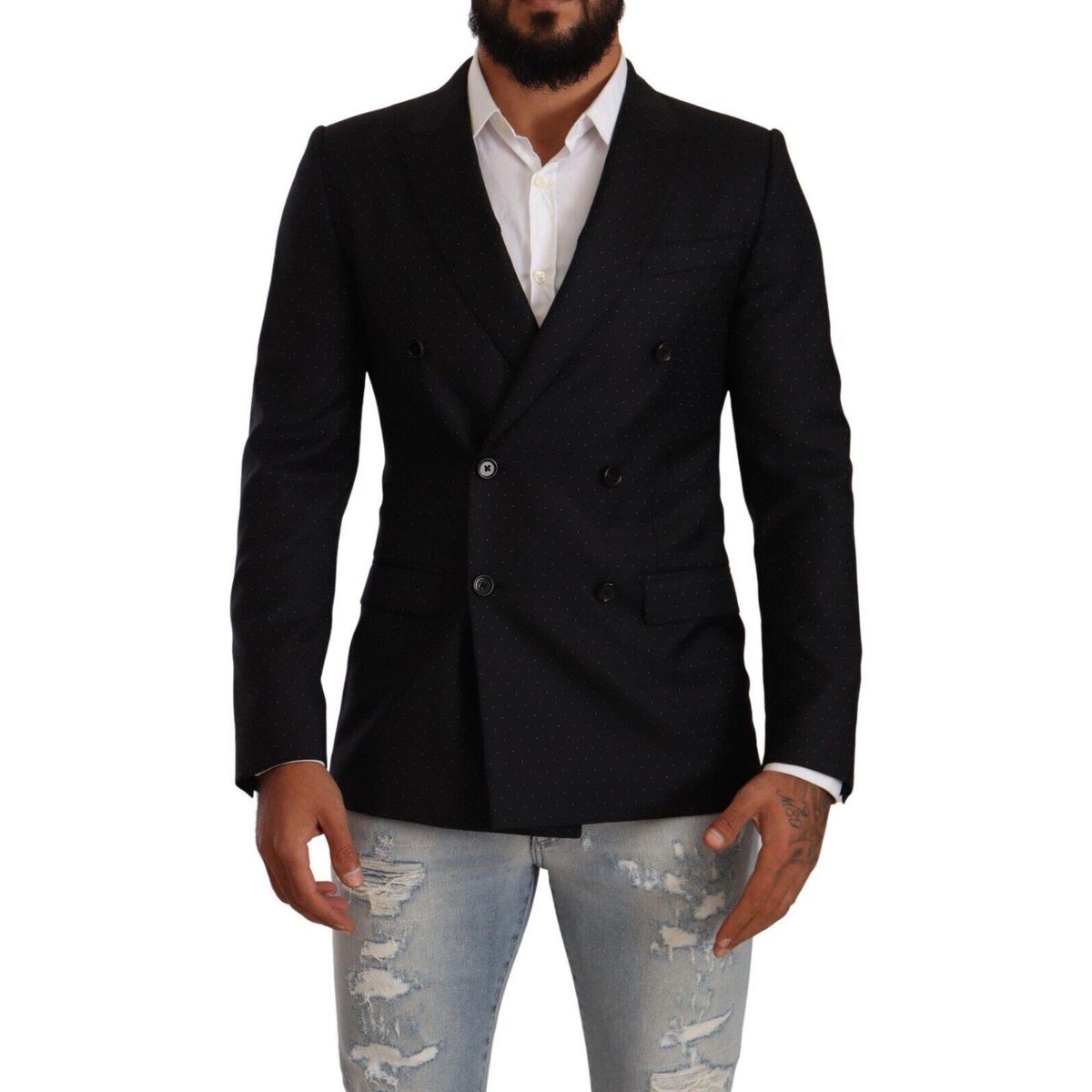 Dolce & Gabbana Elegant Black Dotted Formal Blazer