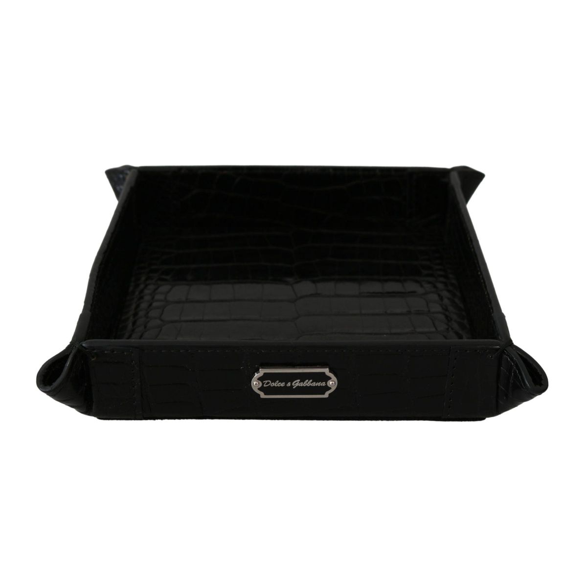 Dolce & Gabbana Elegant Black Exotic Skin Entry Tray