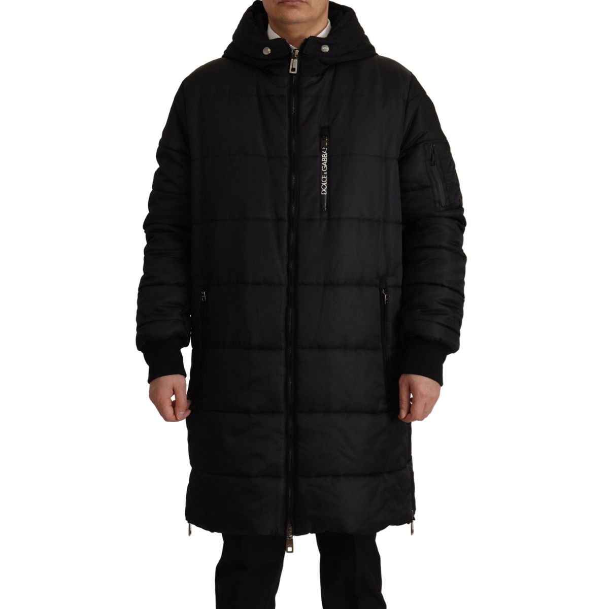 Dolce & Gabbana Elegant Black Hooded Parka Winter Jacket