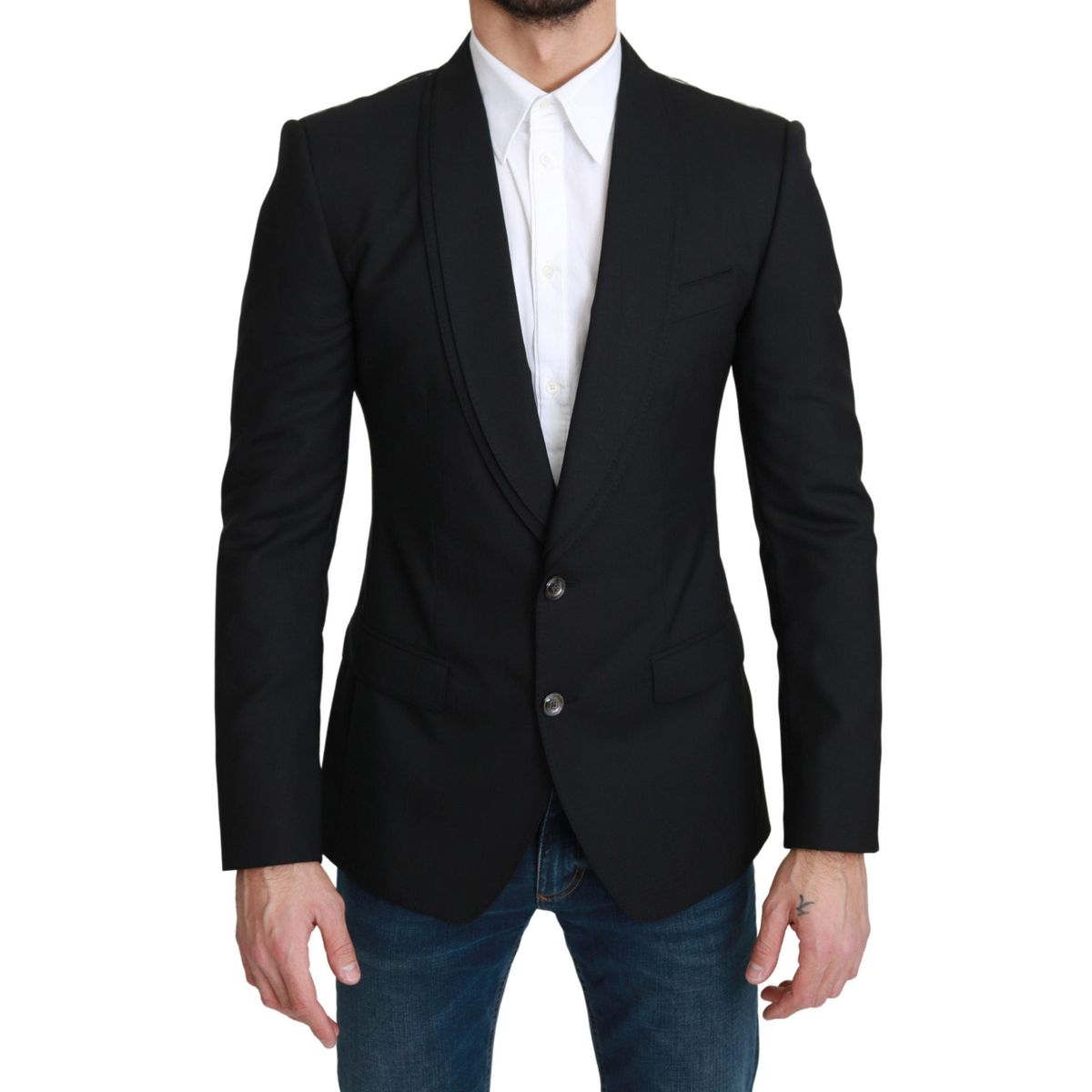 Dolce & Gabbana Elegant Black Virgin Wool Formal Blazer