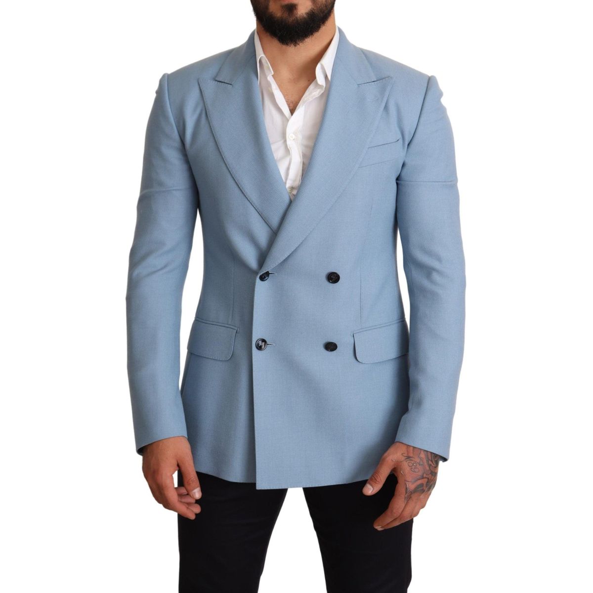 Dolce & Gabbana Elegant Blue Cashmere-Silk Herre Blazer