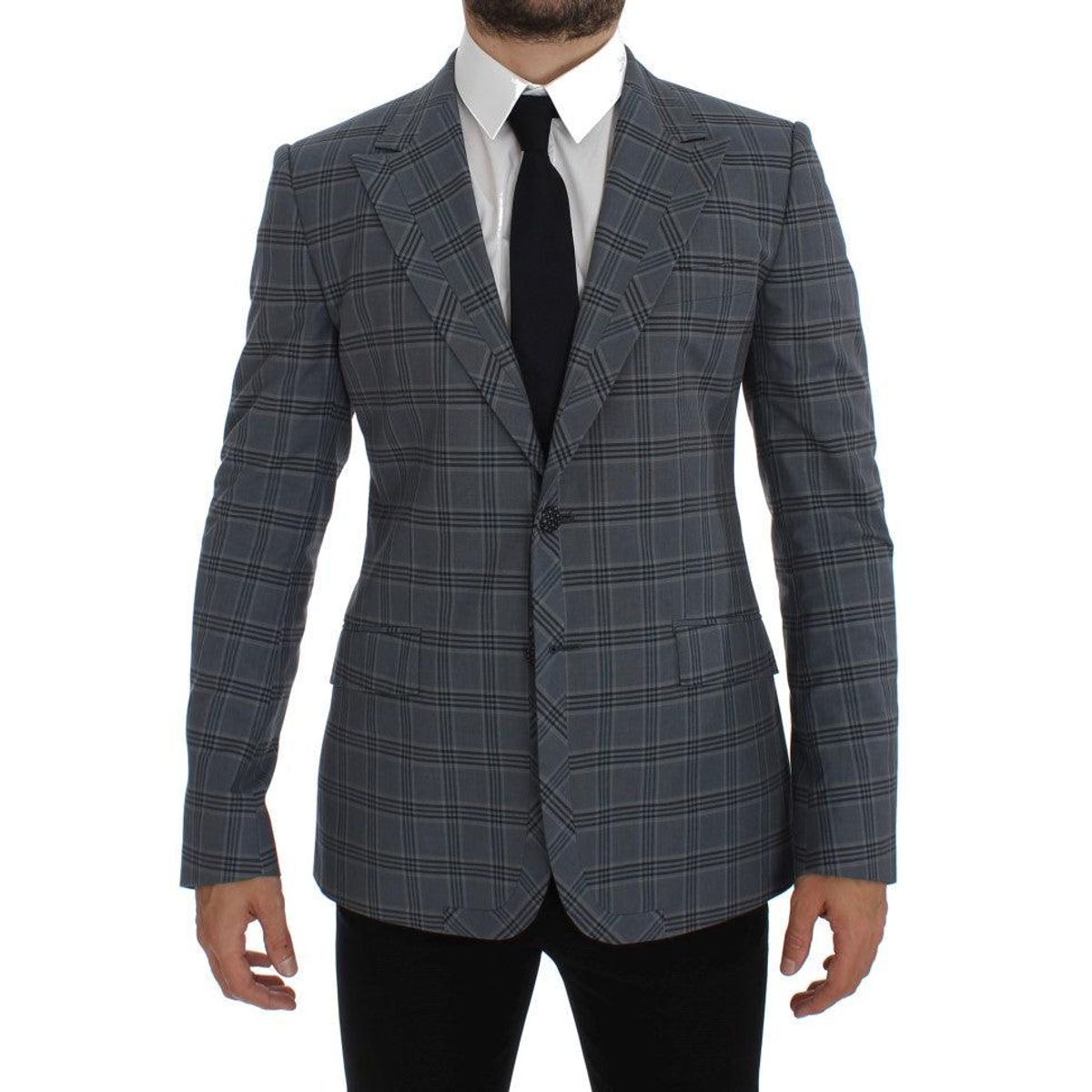 Dolce & Gabbana Elegant Blue Checkered Slim Fit Blazer