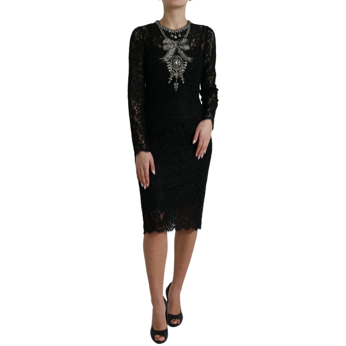 Dolce & Gabbana Elegant Crystal-Embellished Sheath Dress