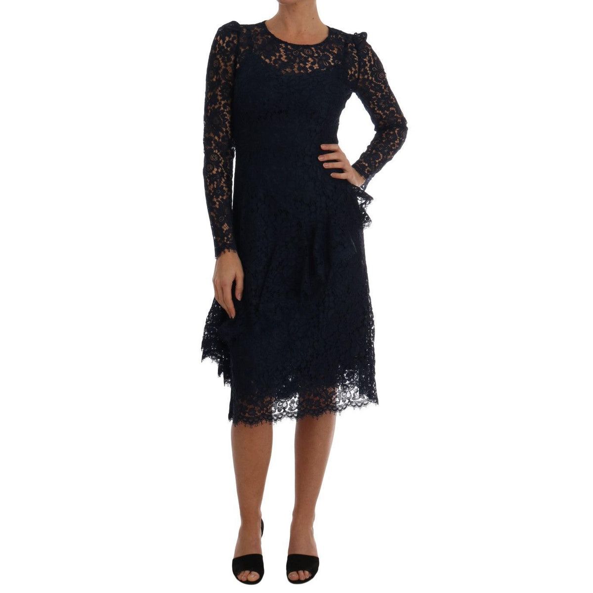 Dolce & Gabbana Elegant Floral Lace A-Line Dress