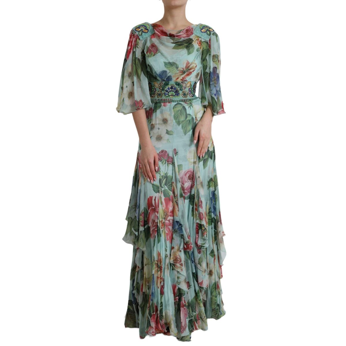 Dolce & Gabbana Elegant Floral Silk Long Dress