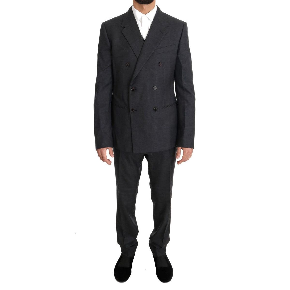 Dolce & Gabbana Elegant Gray Double Breasted Wool Silk Suit